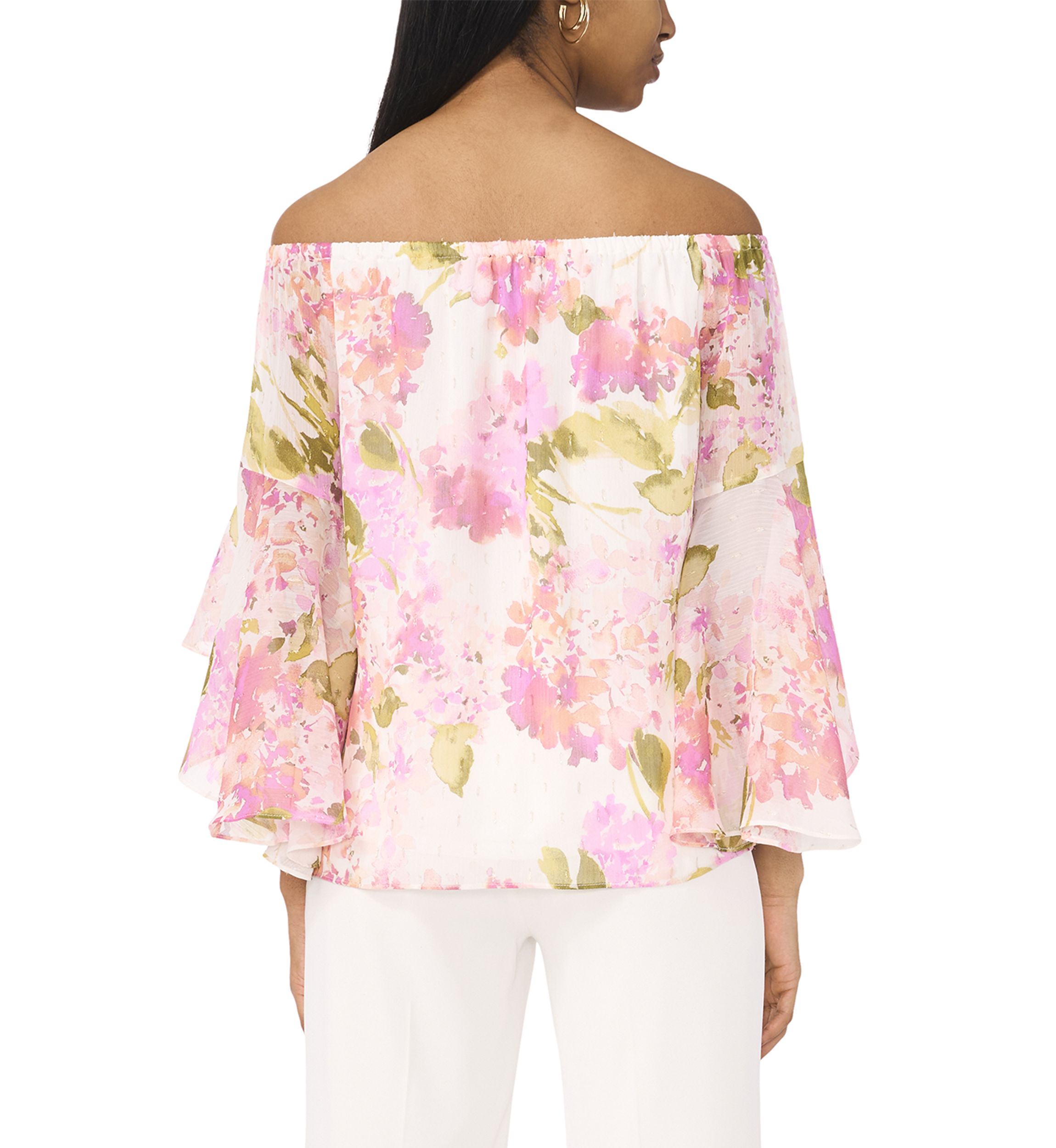 Womens Off the Shoulder Floral Printed Blouse