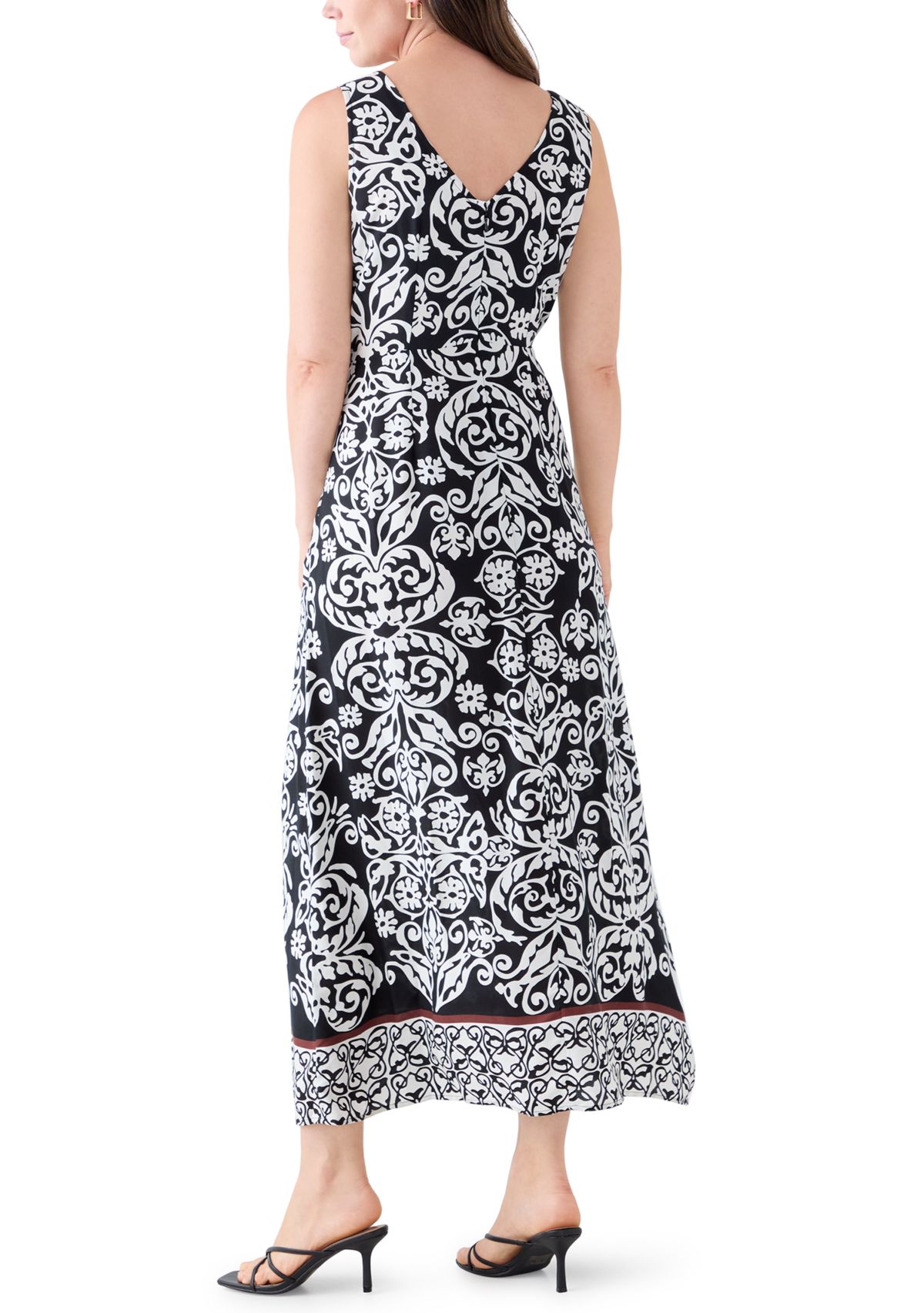 Womens Sleeveless Tie Front Maxi Dress