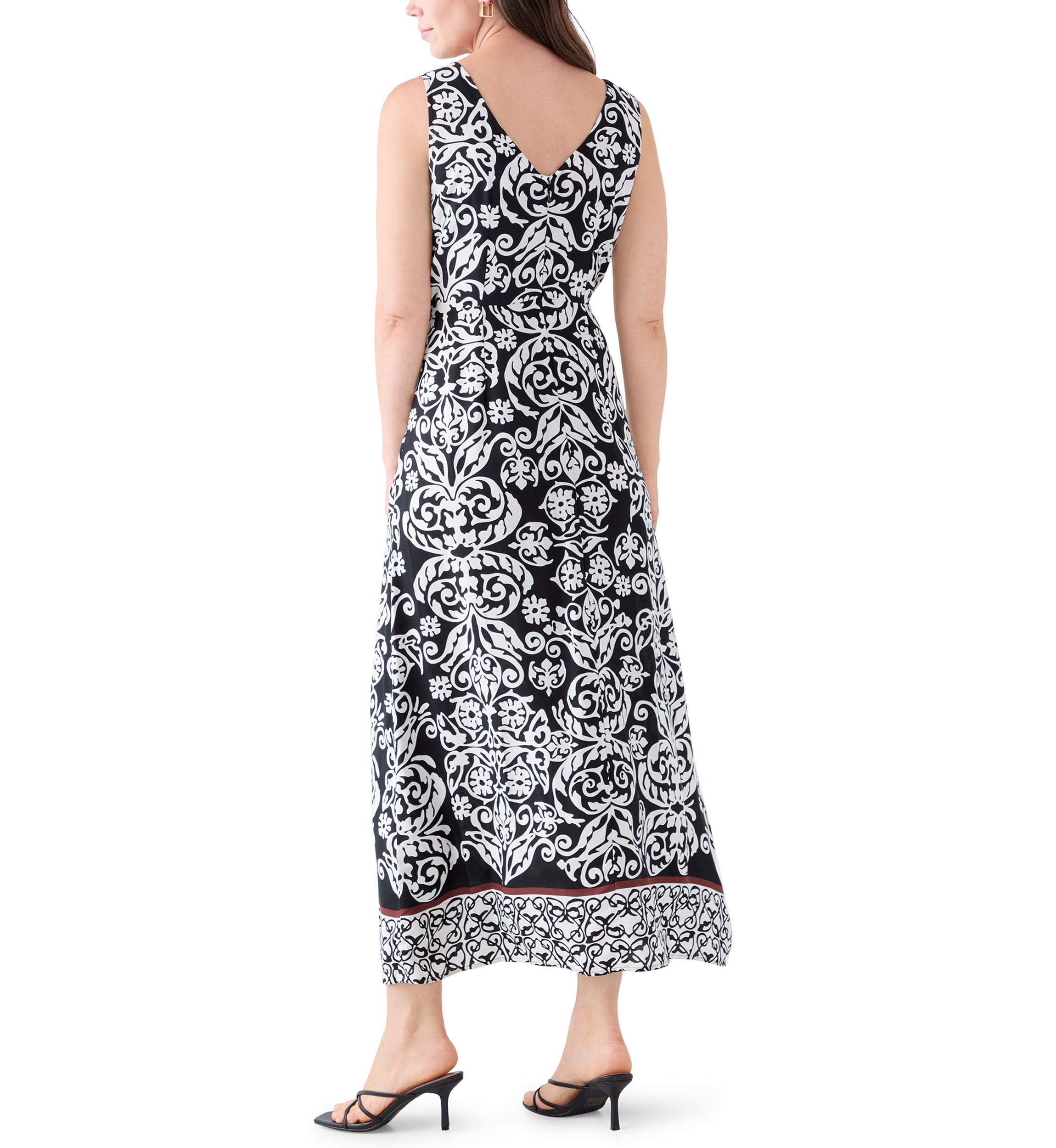 Womens Sleeveless Tie Front Maxi Dress