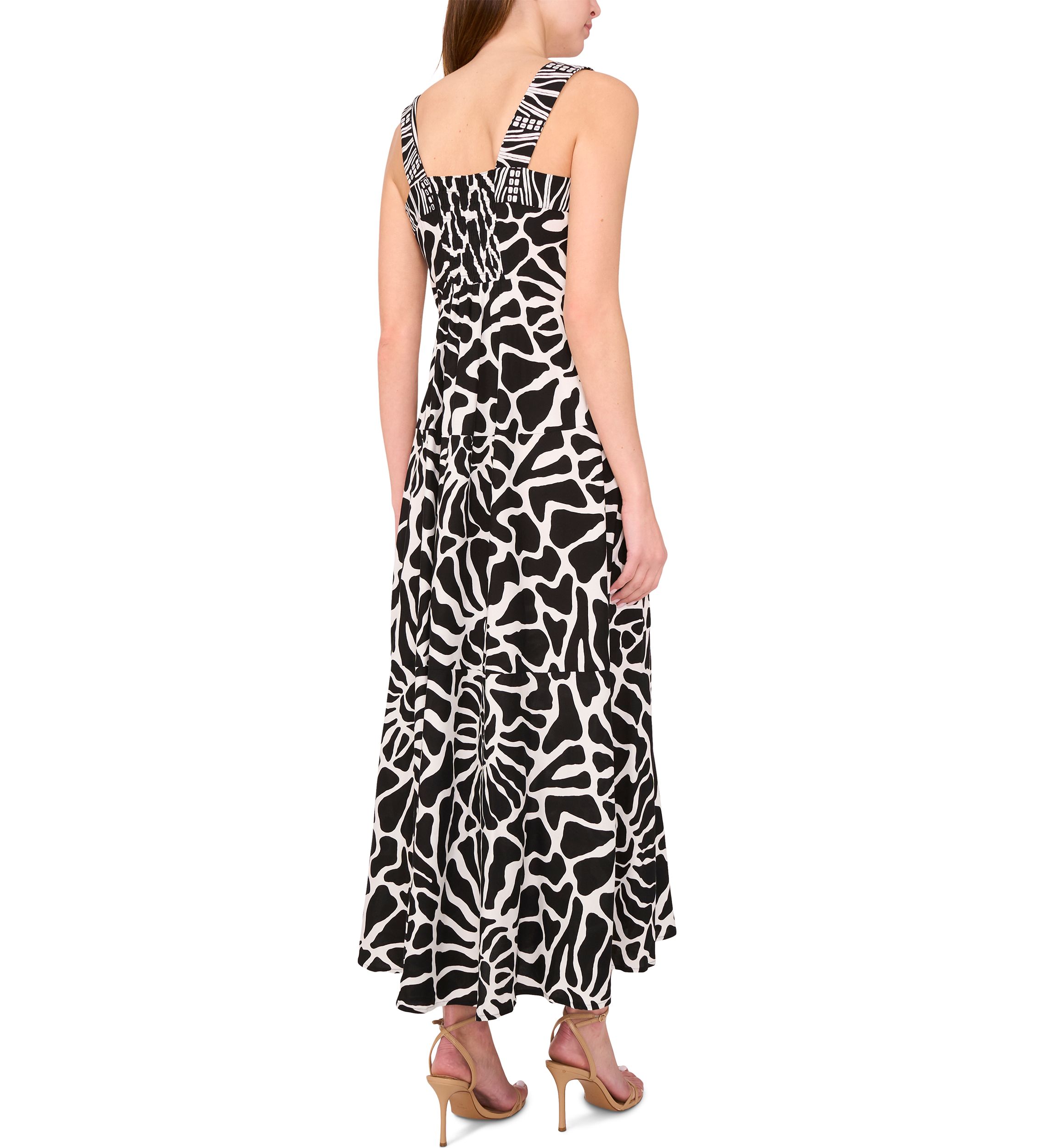 Womens Sleeveless Square Neck Printed Maxi Dress