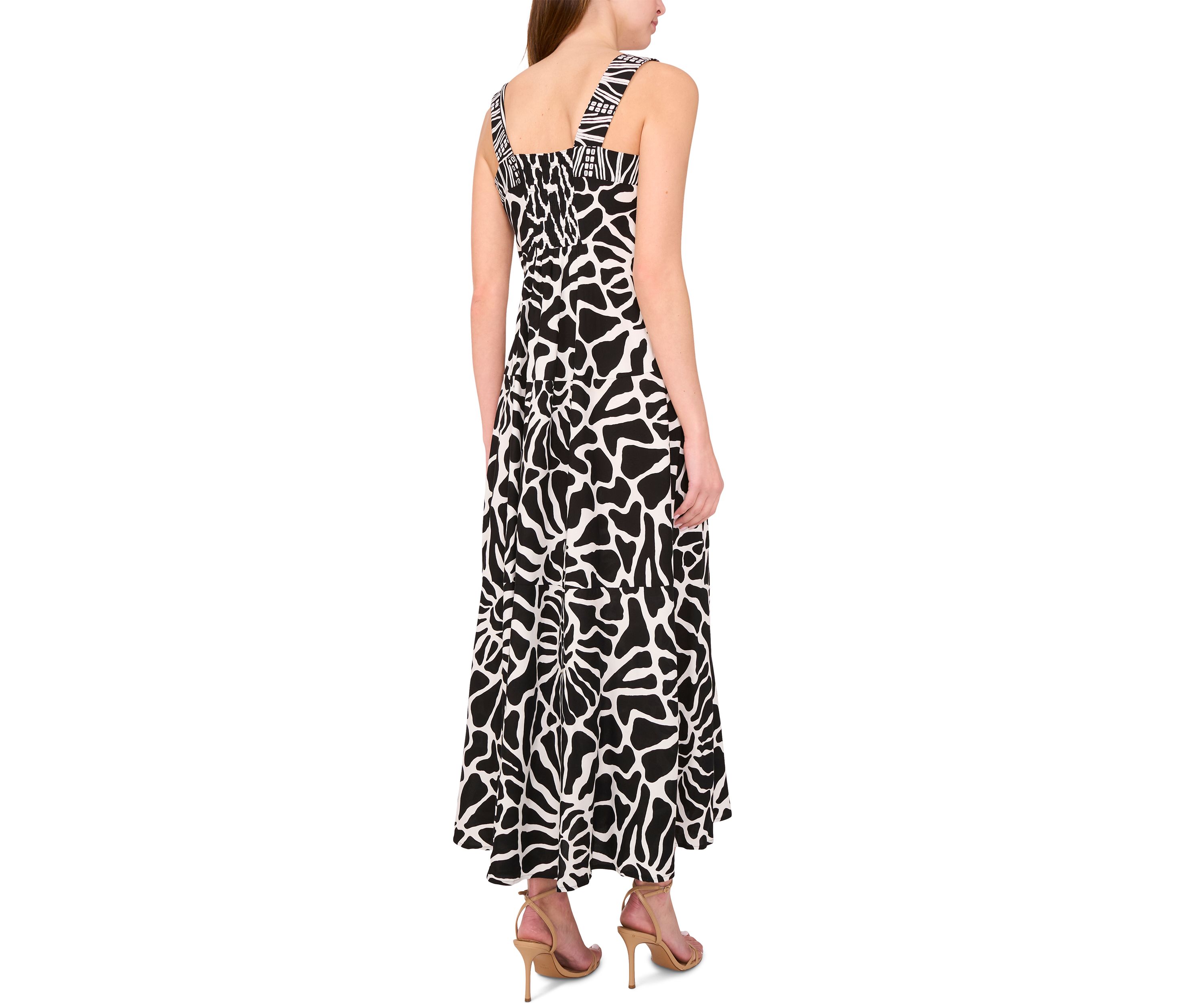 Womens Sleeveless Square Neck Printed Maxi Dress
