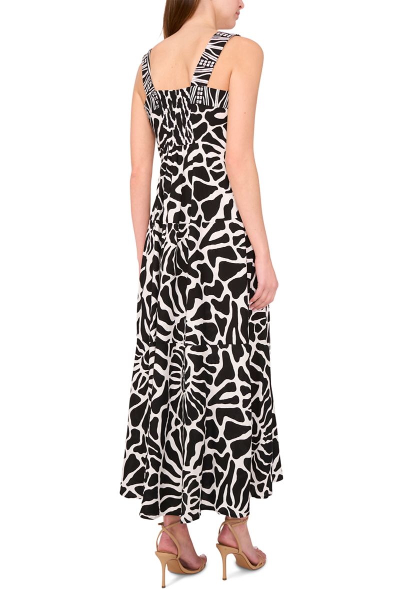 Womens Sleeveless Square Neck Printed Maxi Dress