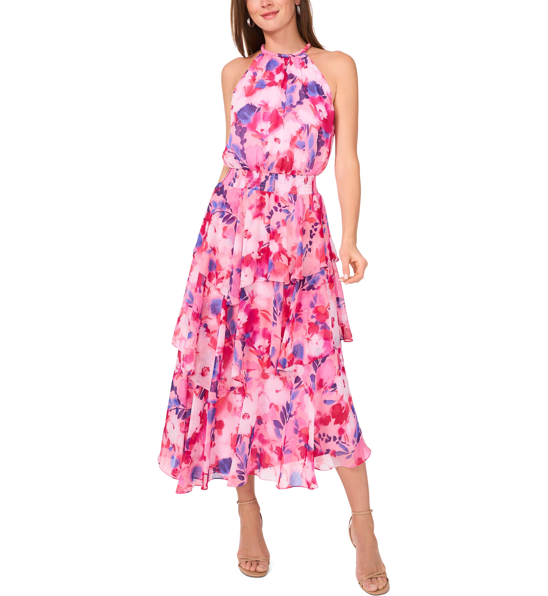 Womens Sleeveless Halter Maxi Dress