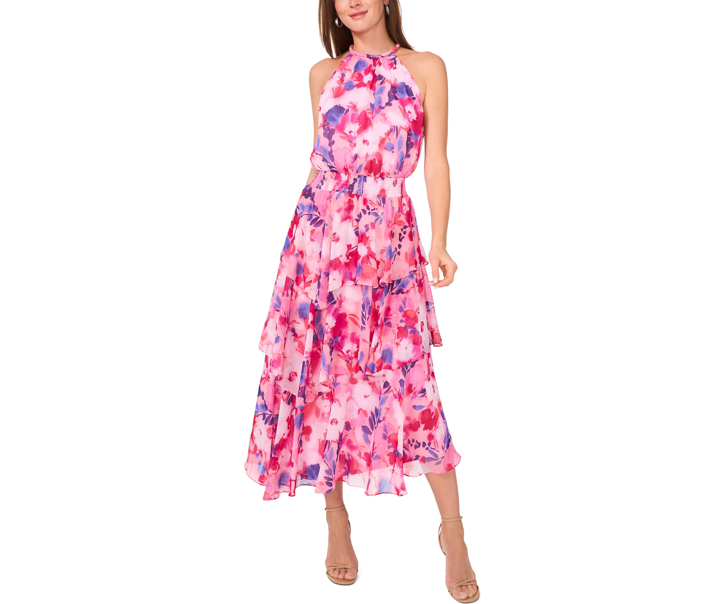 Womens Sleeveless Halter Maxi Dress