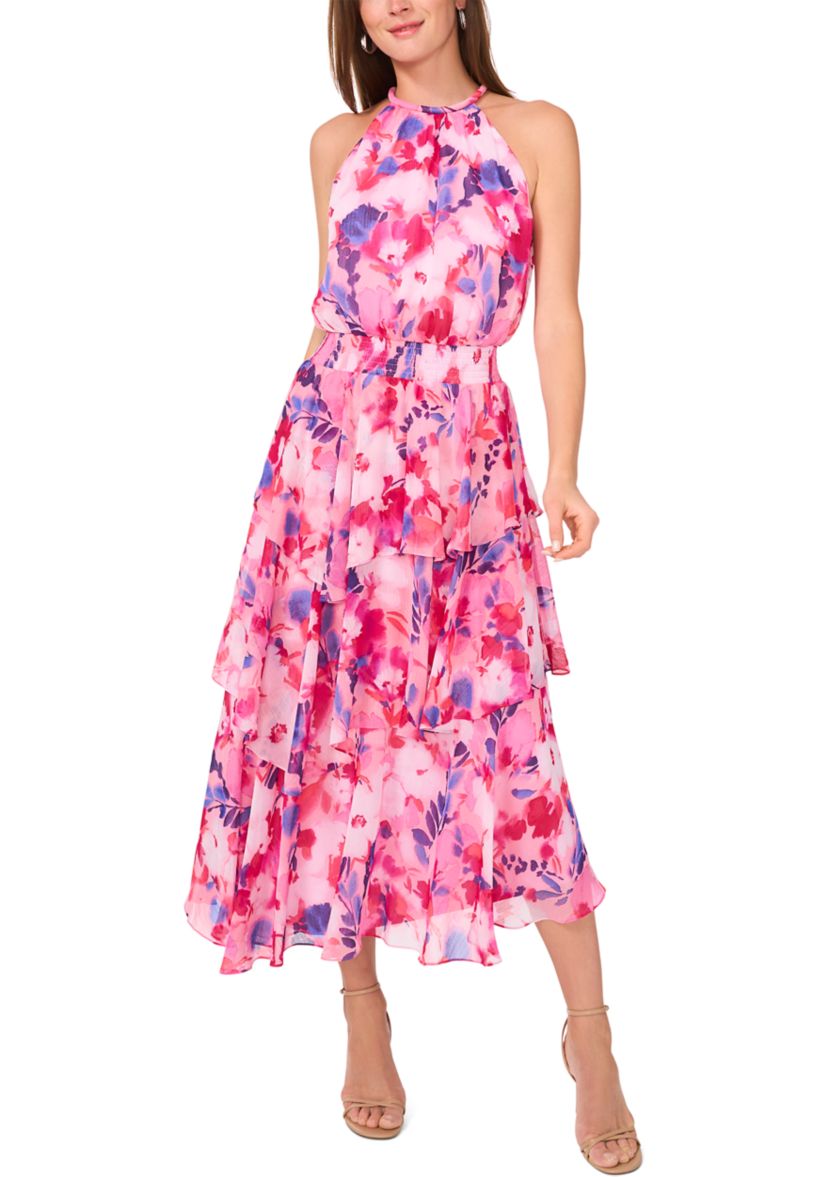 Womens Sleeveless Halter Maxi Dress