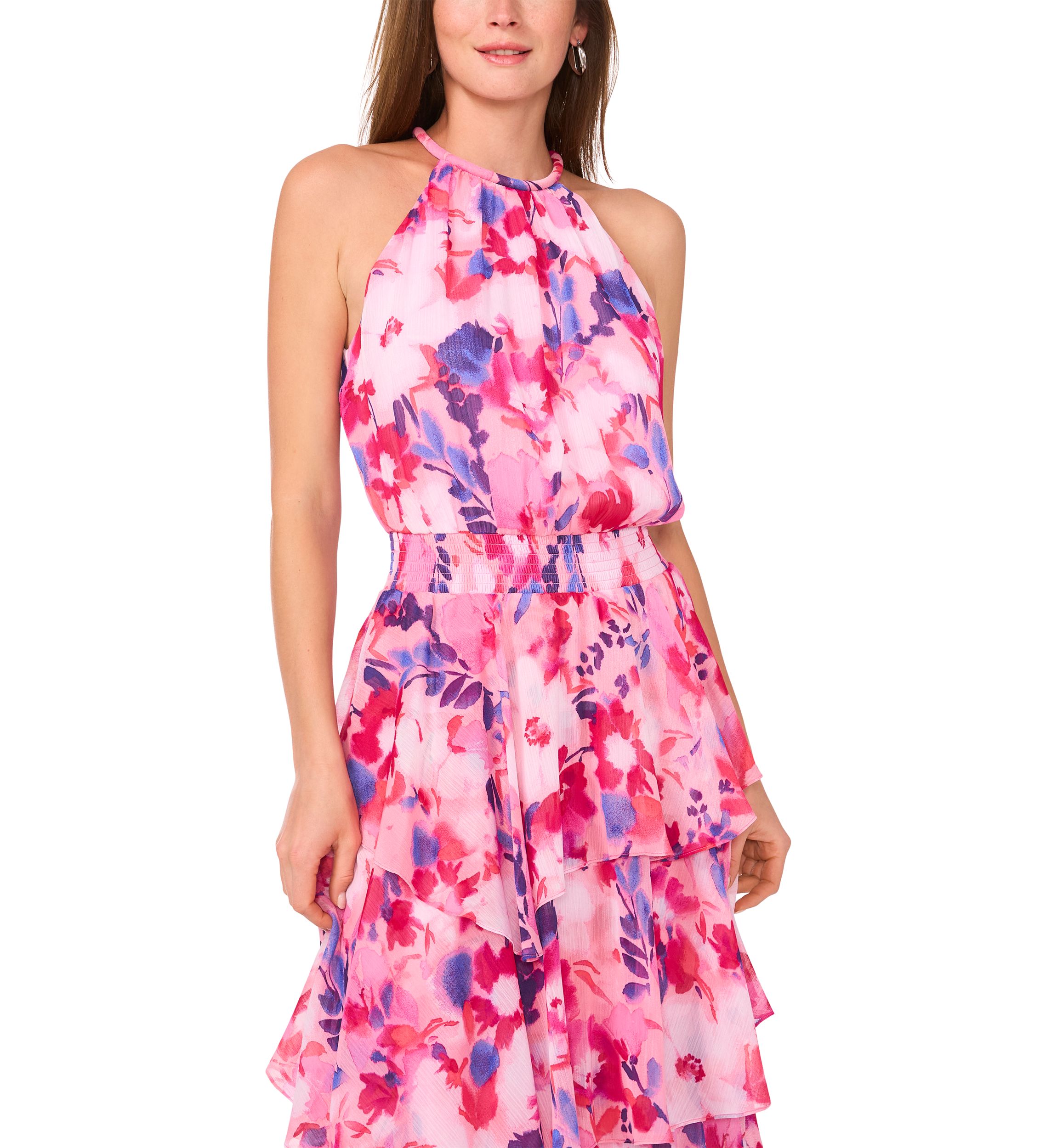 Womens Sleeveless Halter Maxi Dress