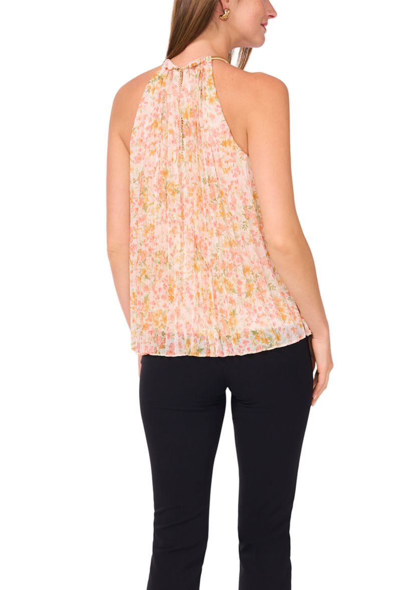 Womens Sleeveless Halter Neck Ditsy Floral Top 