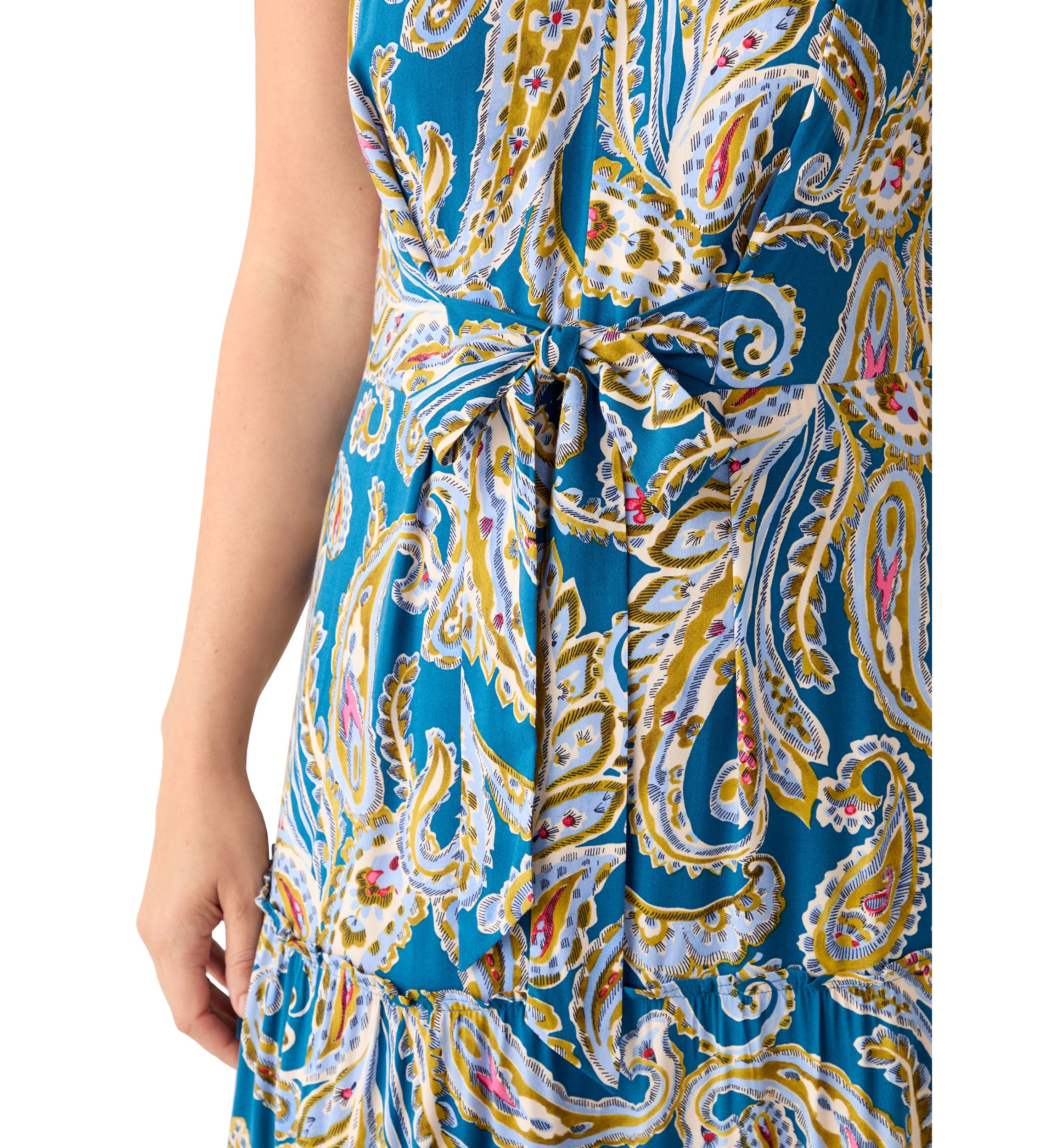 Womens Tie Front Tiered Maxi Dress