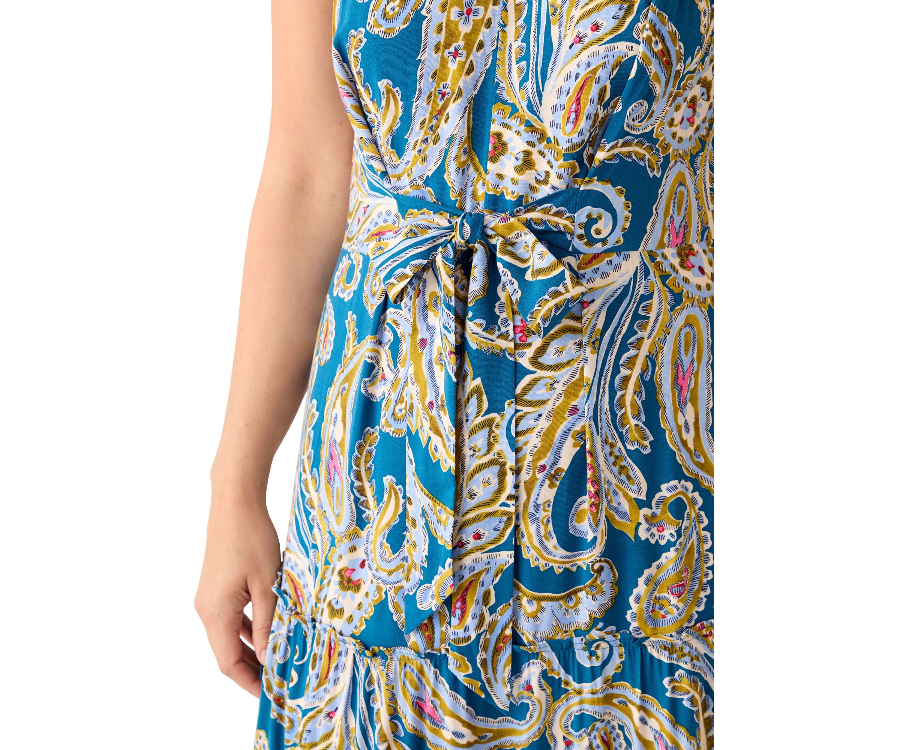 Womens Tie Front Tiered Maxi Dress