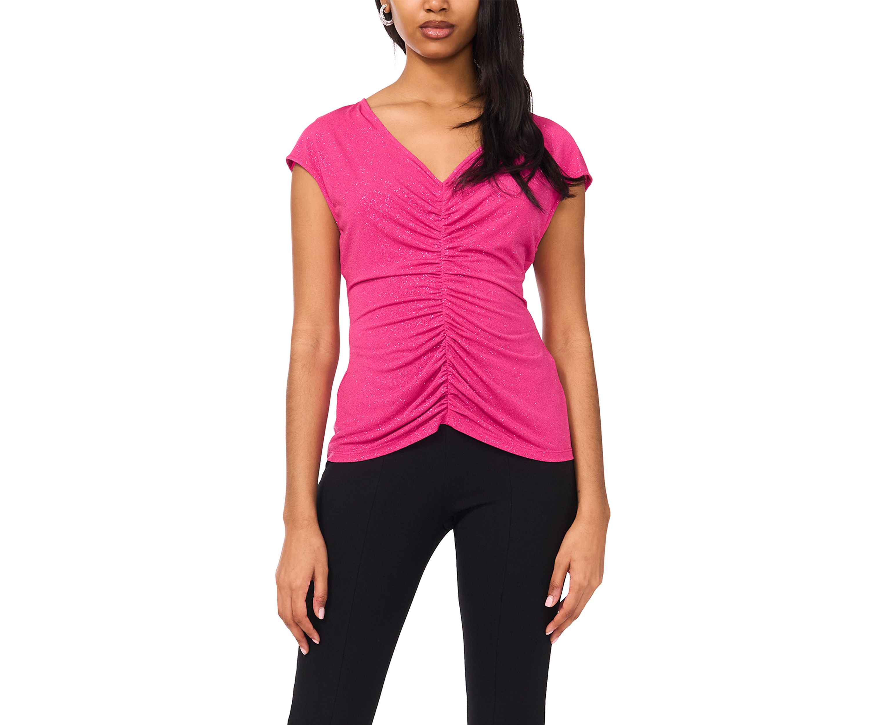Womens Solid V-Neck Top