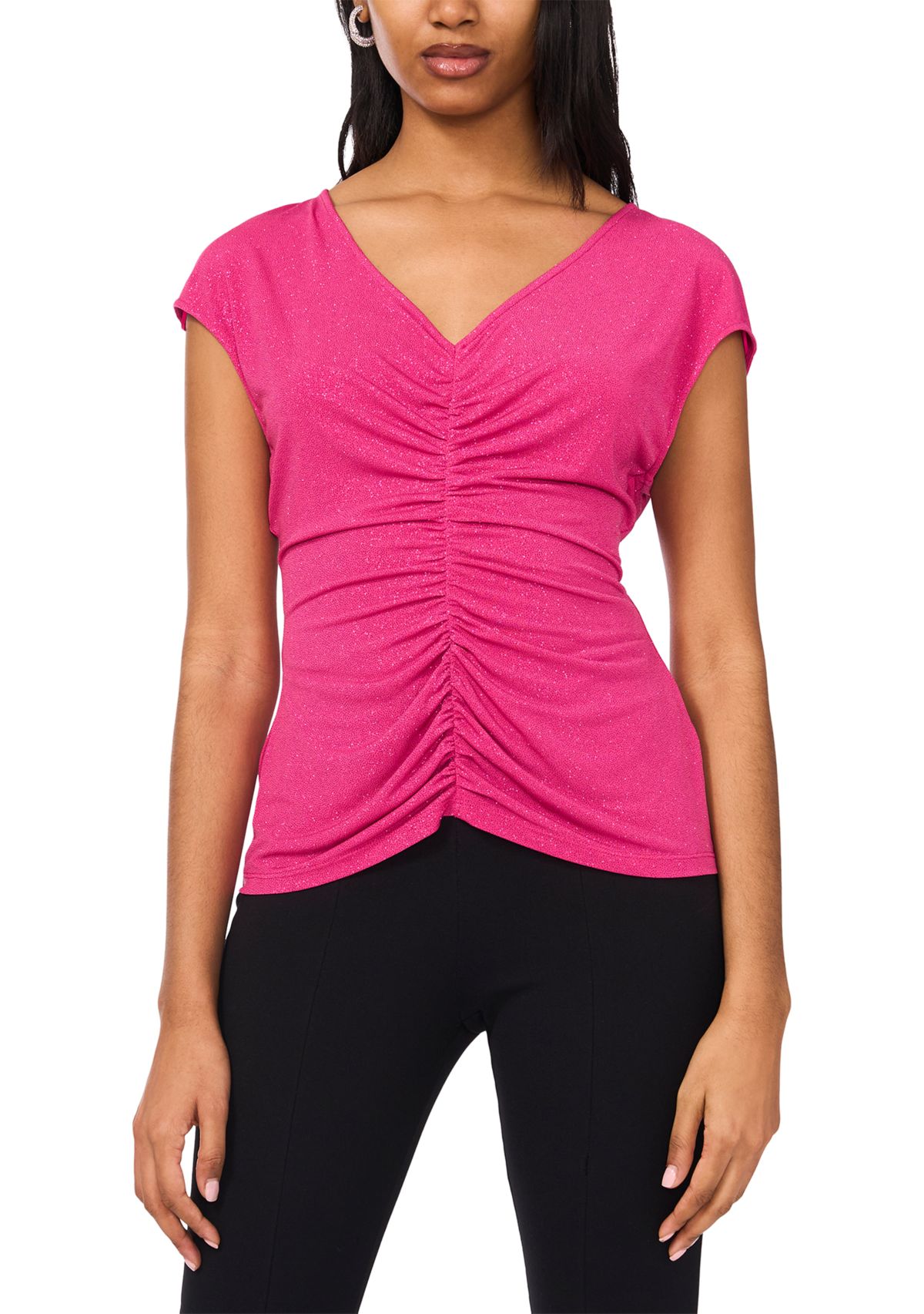 Womens Solid V-Neck Top