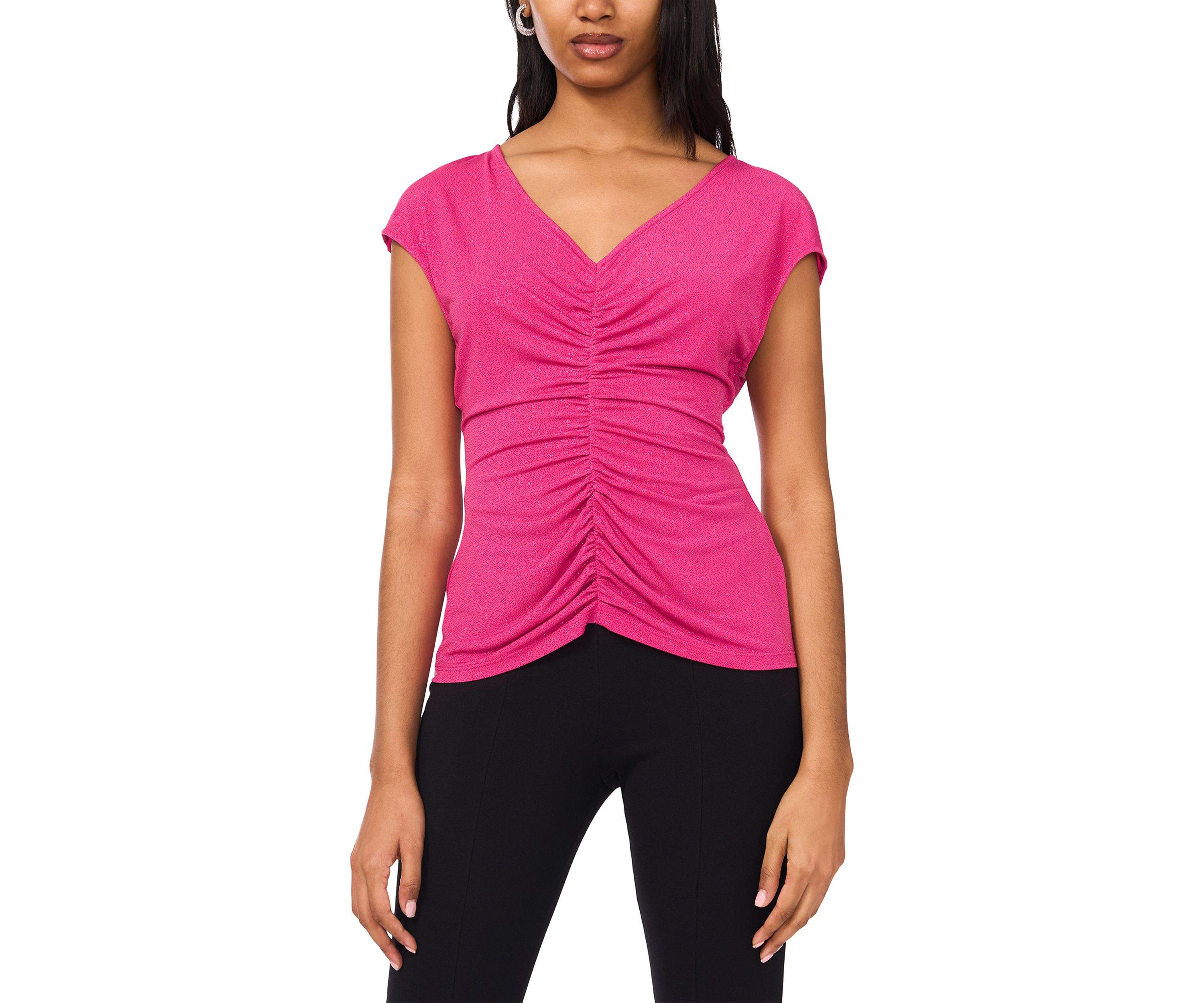 Womens Solid V-Neck Top