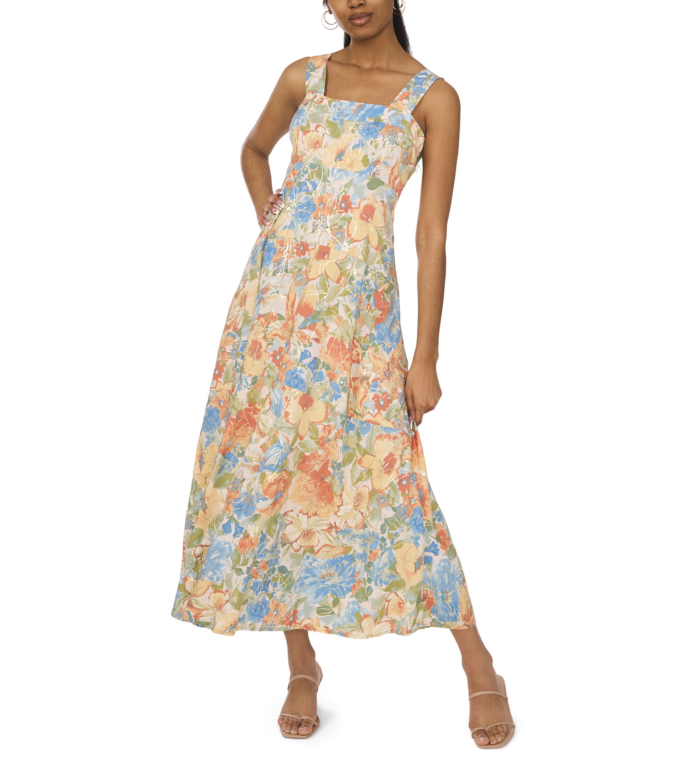 princess polly baby blue dress Msk Split-Sleeve Metallic Shift Dress main image 1