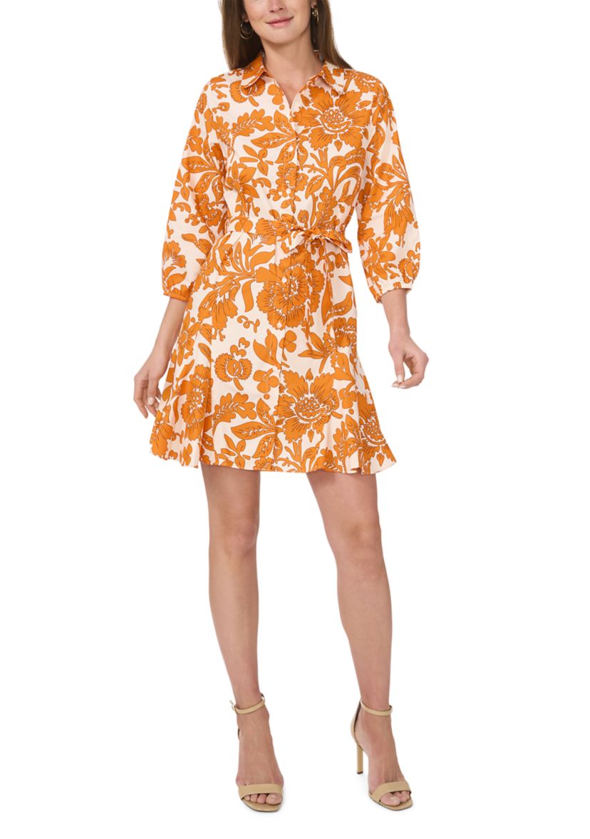 Womens Printed Square Neck Dress