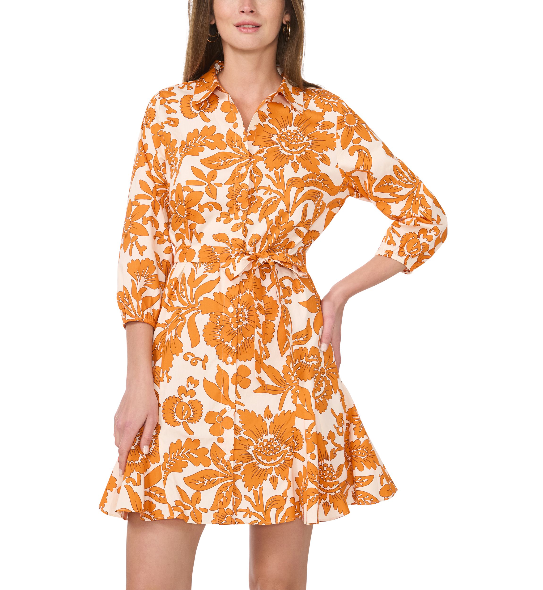 Womens Printed Square Neck Dress