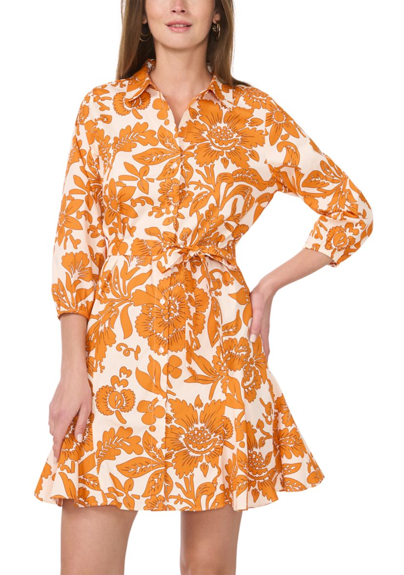 Womens Printed Square Neck Dress