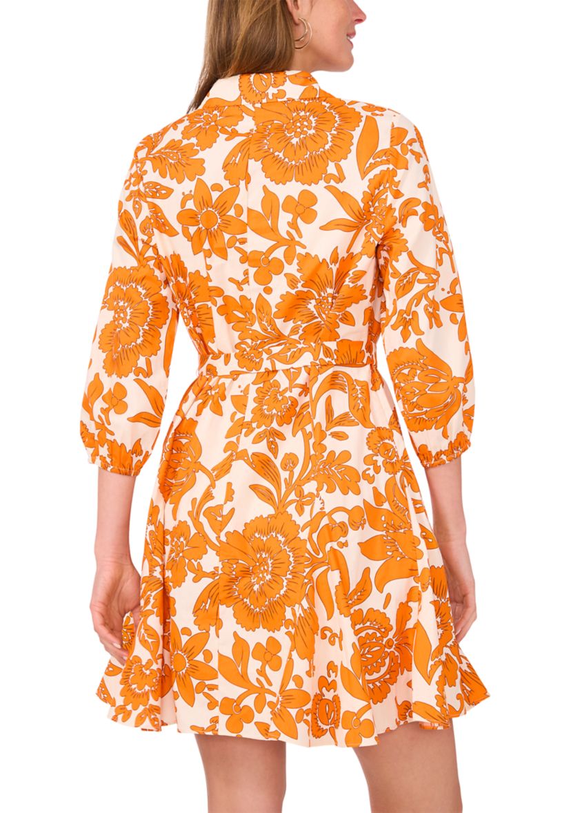 Womens Printed Square Neck Dress
