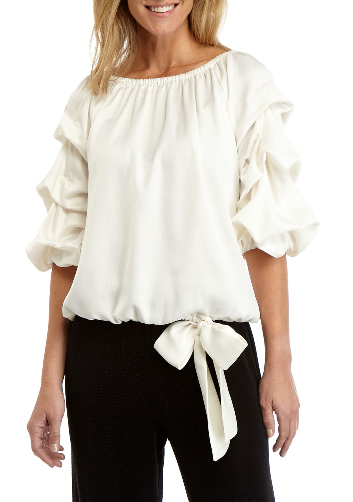 Womens Crepe Back Satin Cha Cha Sleeve Shirt