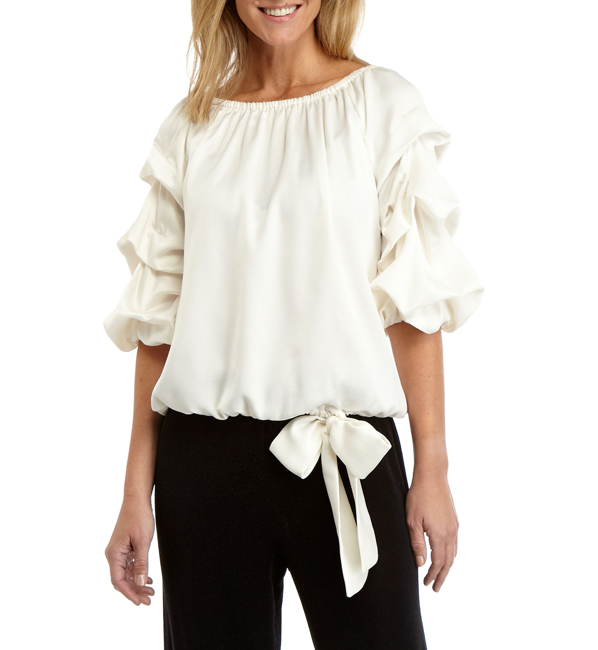 Womens Crepe Back Satin Cha Cha Sleeve Shirt