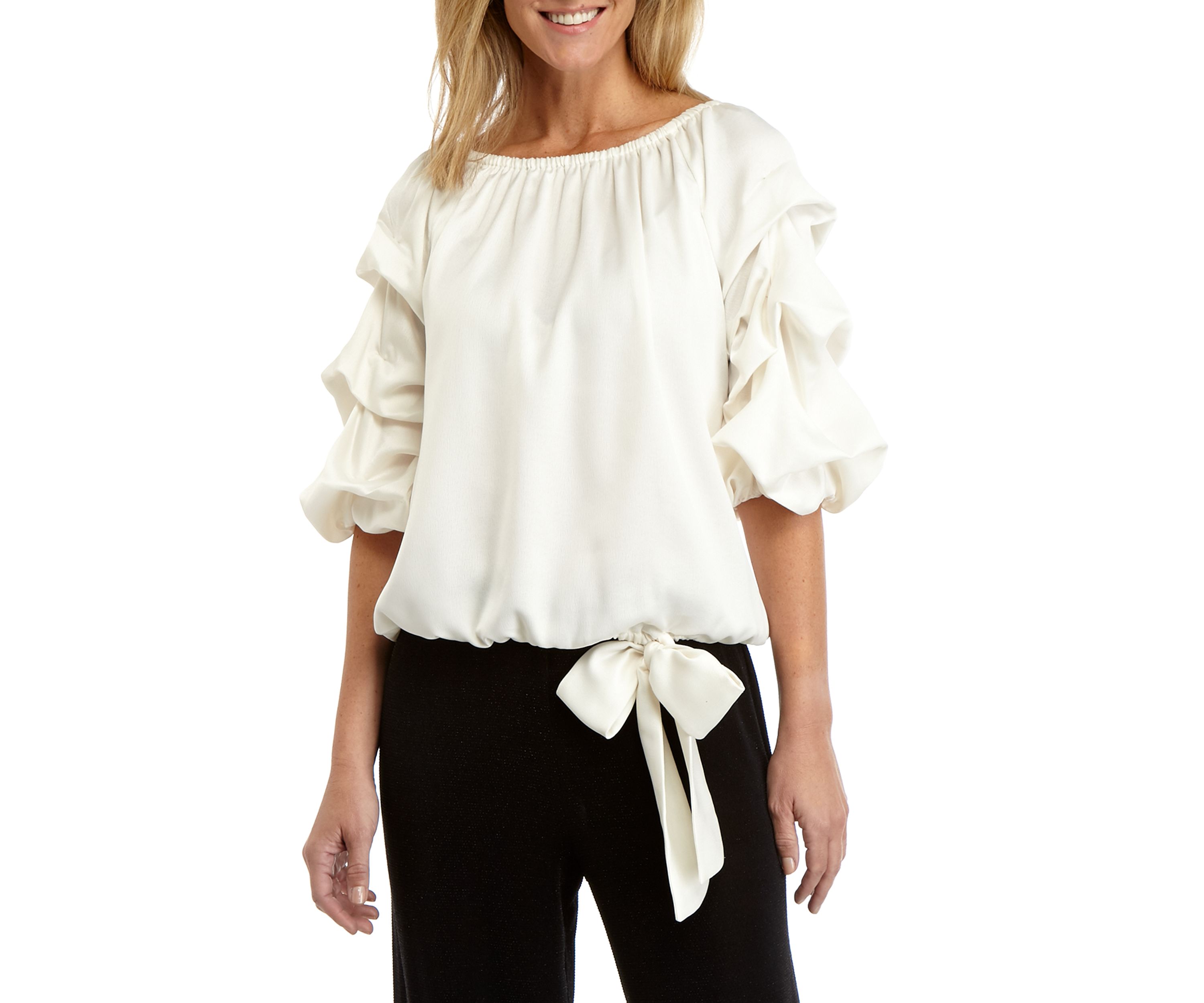 Womens Crepe Back Satin Cha Cha Sleeve Shirt