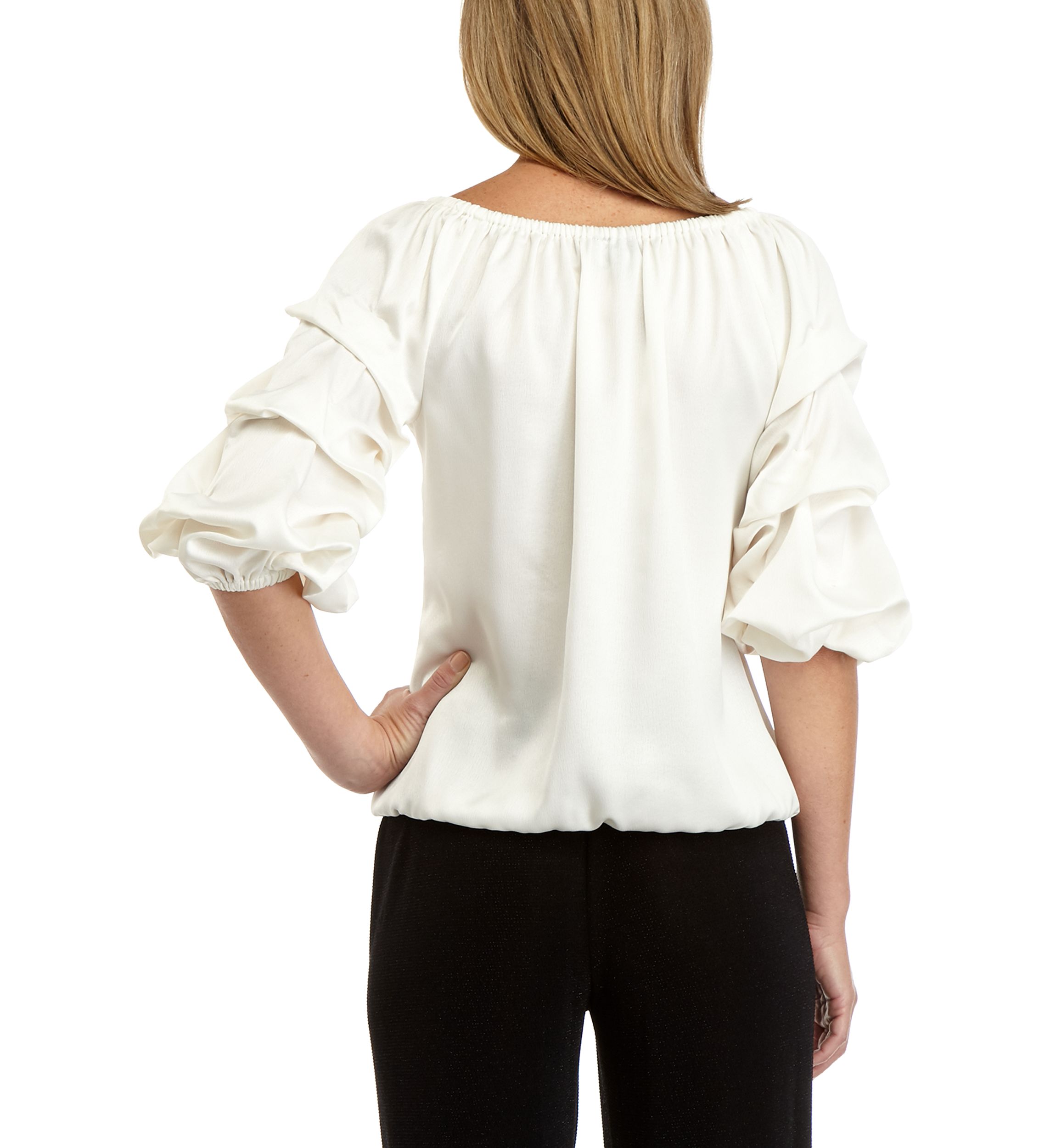 Womens Crepe Back Satin Cha Cha Sleeve Shirt