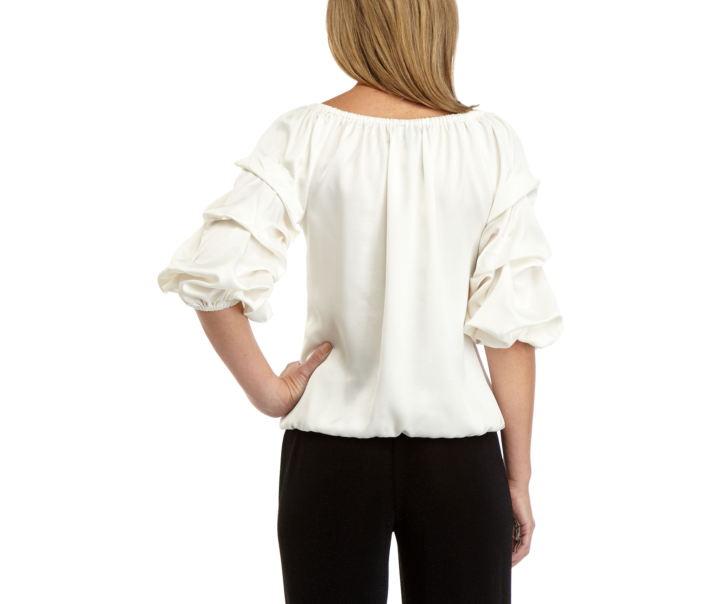 Womens Crepe Back Satin Cha Cha Sleeve Shirt