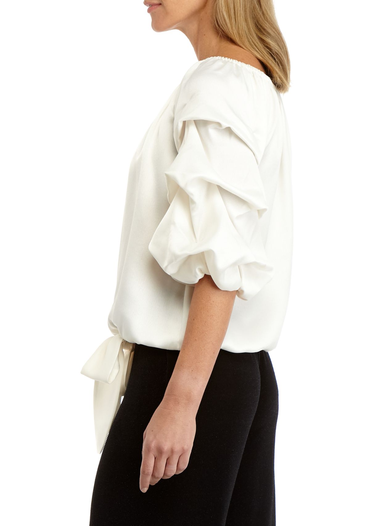 Womens Crepe Back Satin Cha Cha Sleeve Shirt