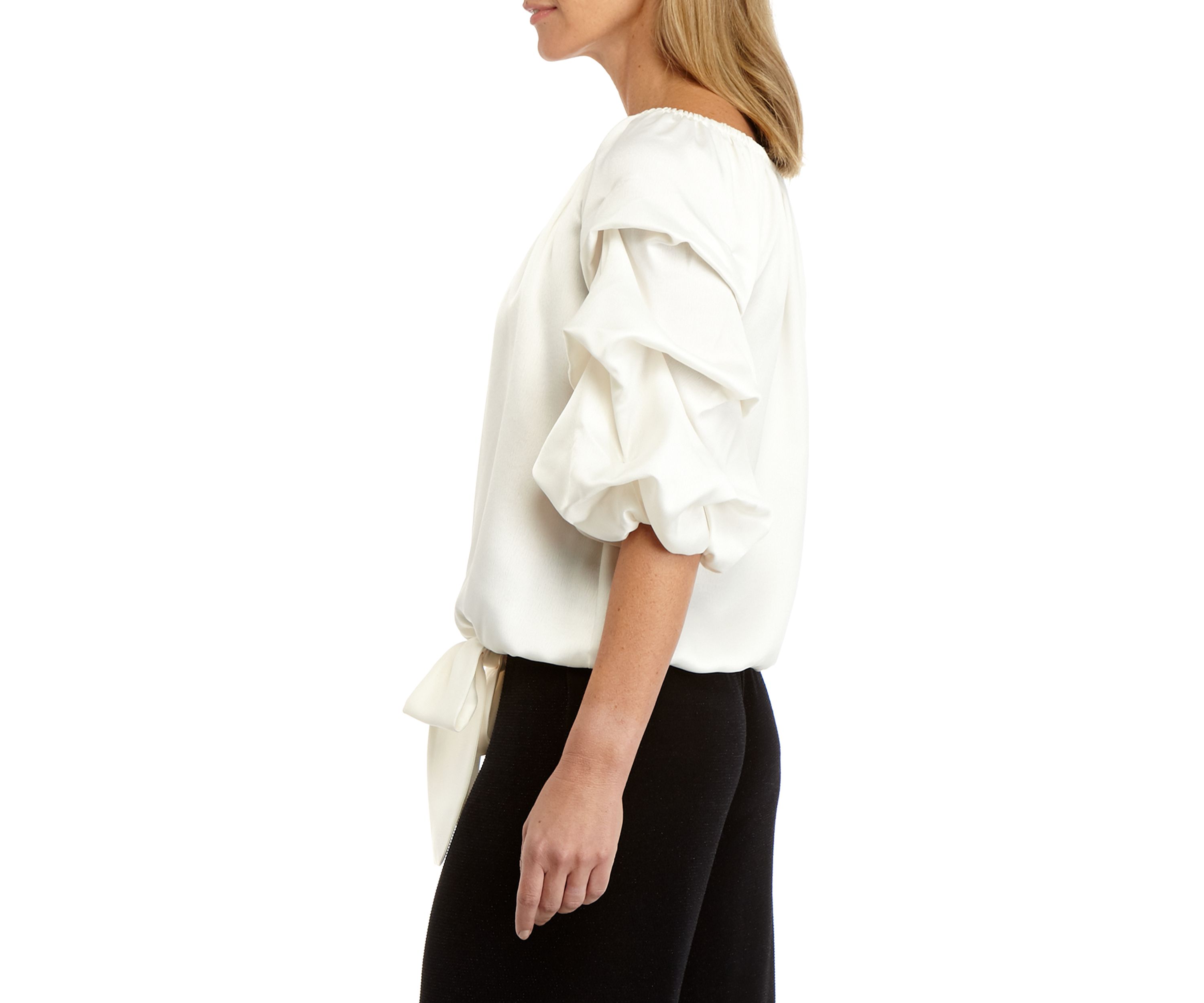 Womens Crepe Back Satin Cha Cha Sleeve Shirt