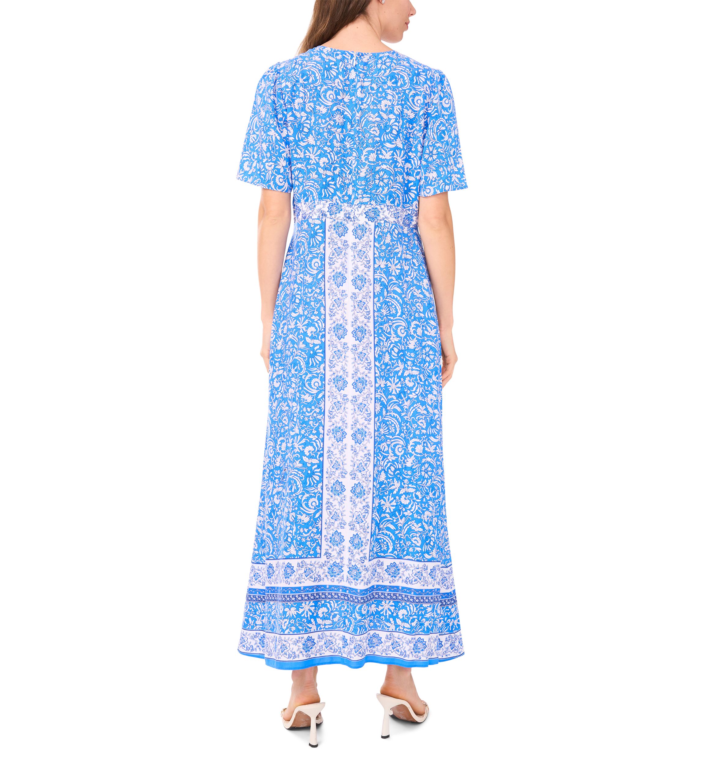 Womens Sleeveles V-Neck Printed Maxi Dress