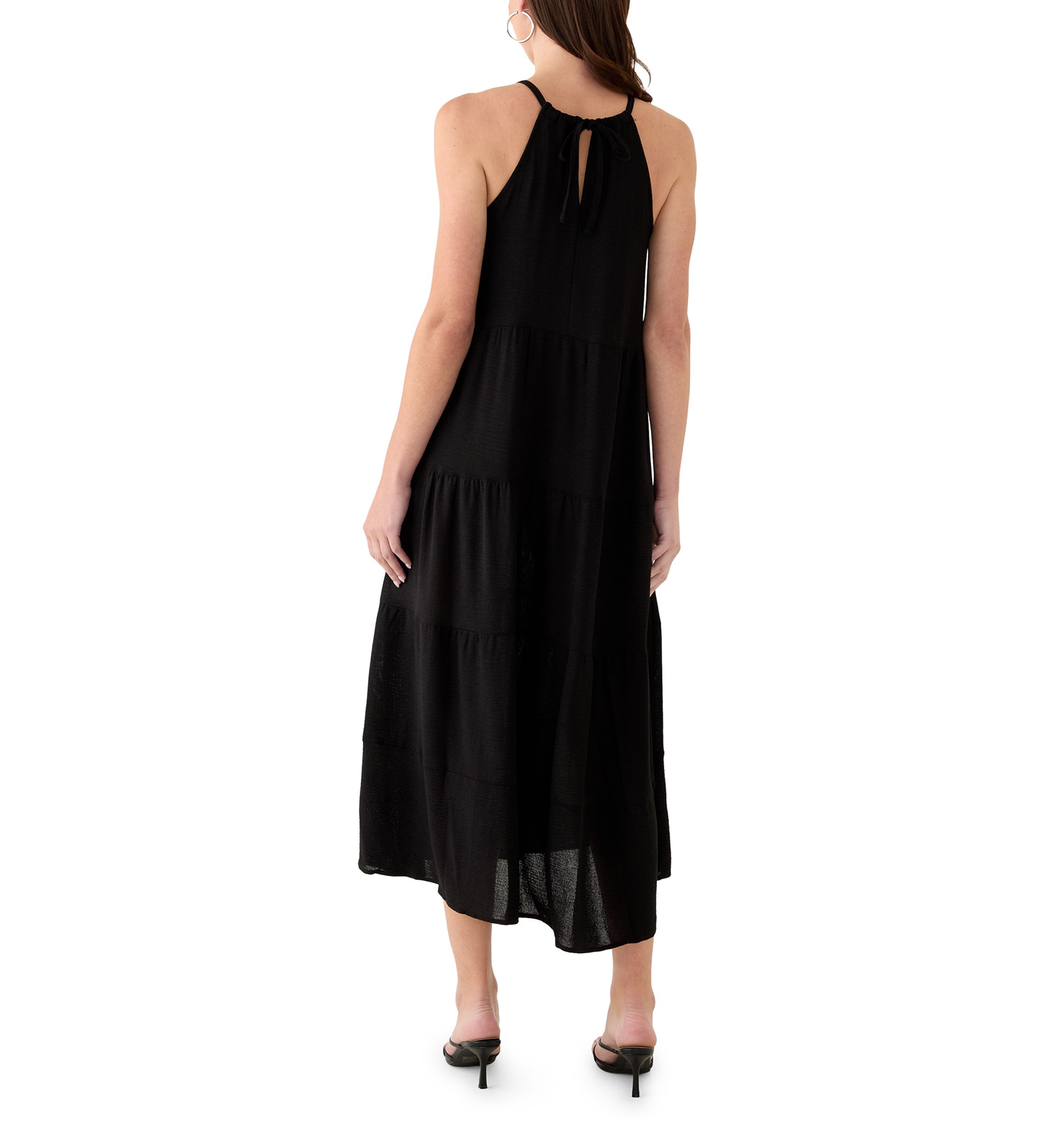 Womens High Neck Tiered Maxi Dress