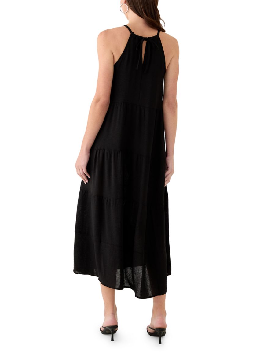 Womens High Neck Tiered Maxi Dress