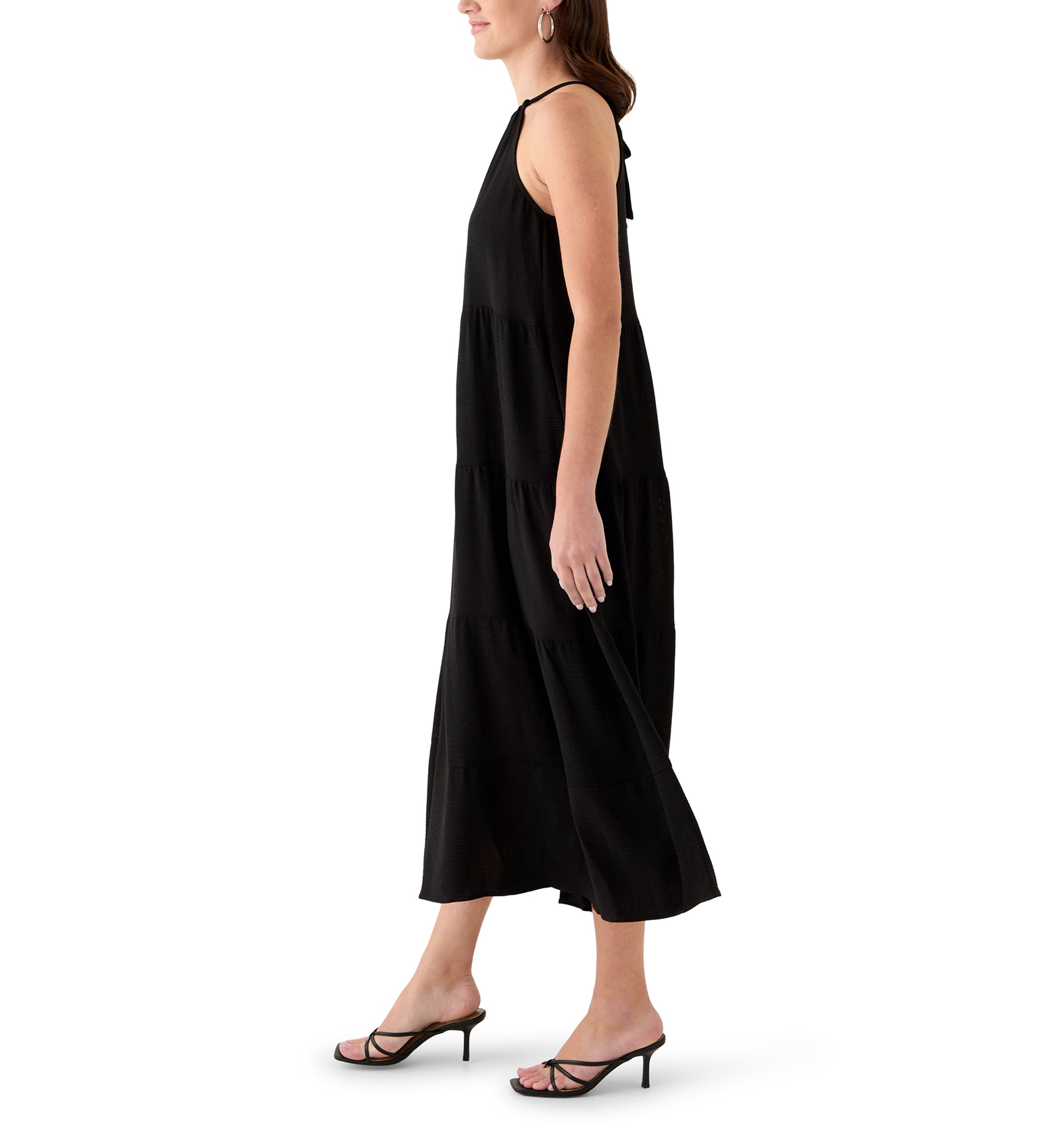 Womens High Neck Tiered Maxi Dress