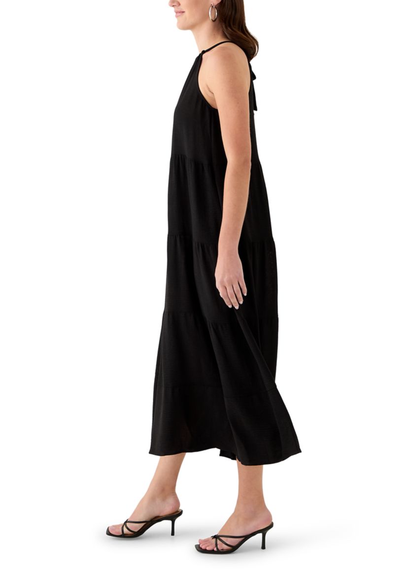 Womens High Neck Tiered Maxi Dress