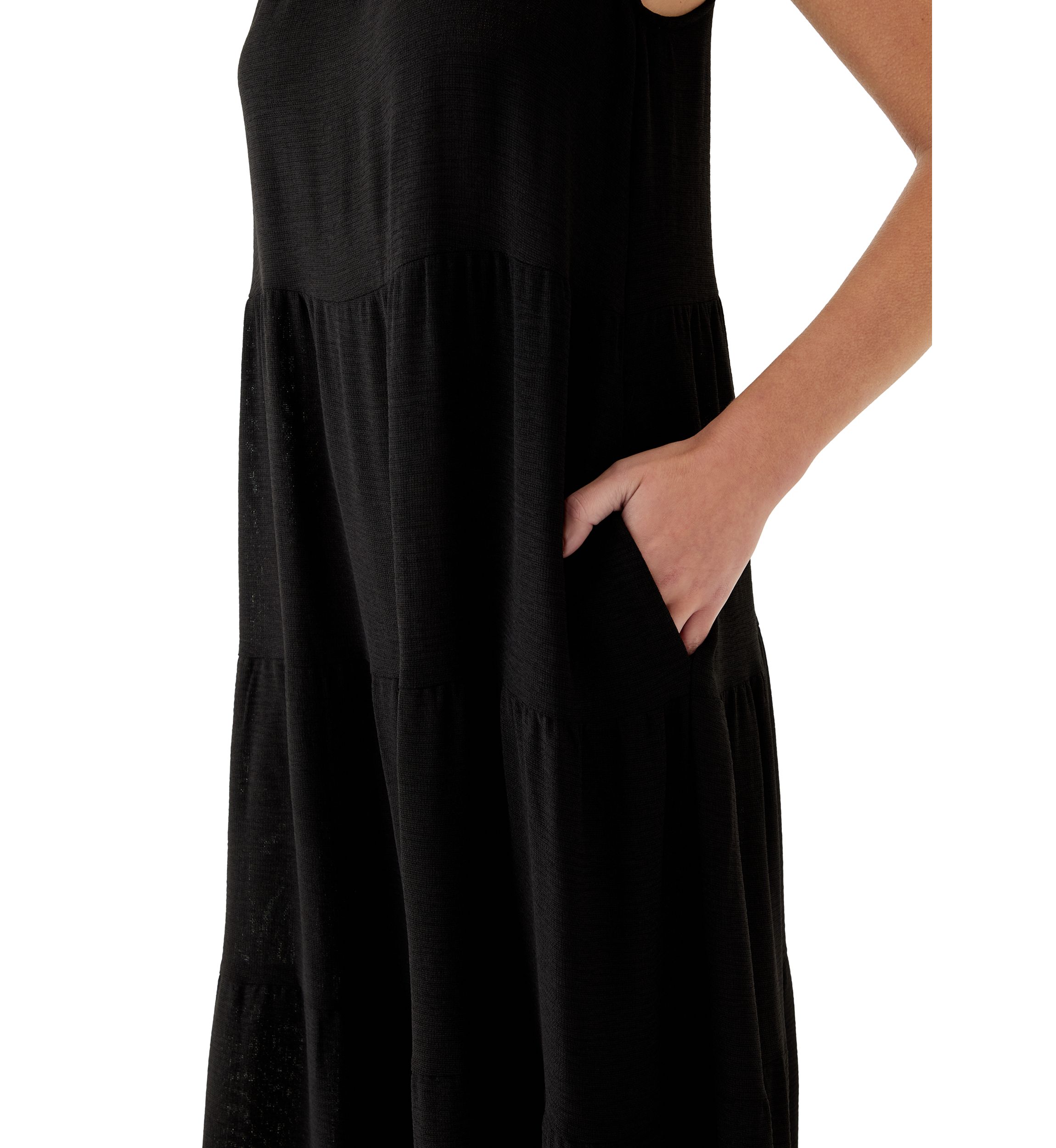 Womens High Neck Tiered Maxi Dress
