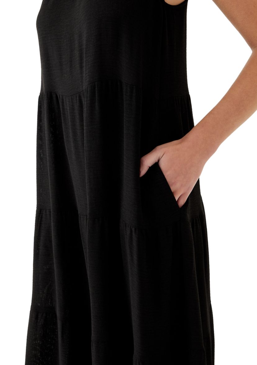 Womens High Neck Tiered Maxi Dress