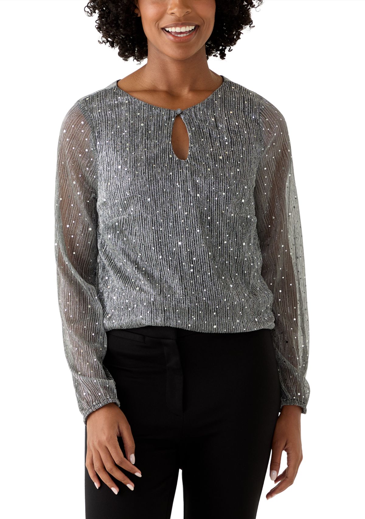 Womens Long Sleeve Shimmer Foil Top