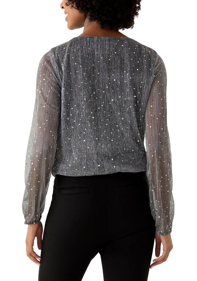 Womens Long Sleeve Shimmer Foil Top