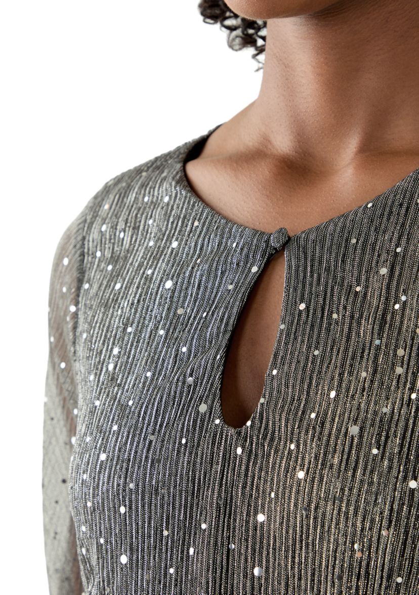 Womens Long Sleeve Shimmer Foil Top