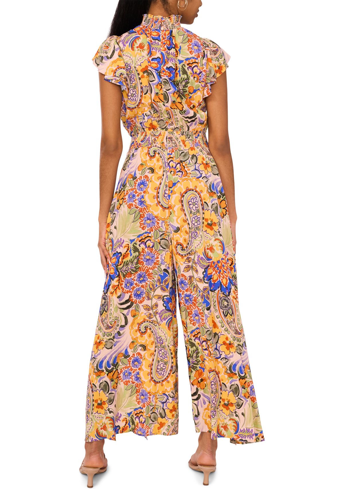 Womens Mock Neck Printed Jumpsuit