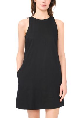 MSK Women's Sleeveless Linen Shift Mini Dress, Black, XL
