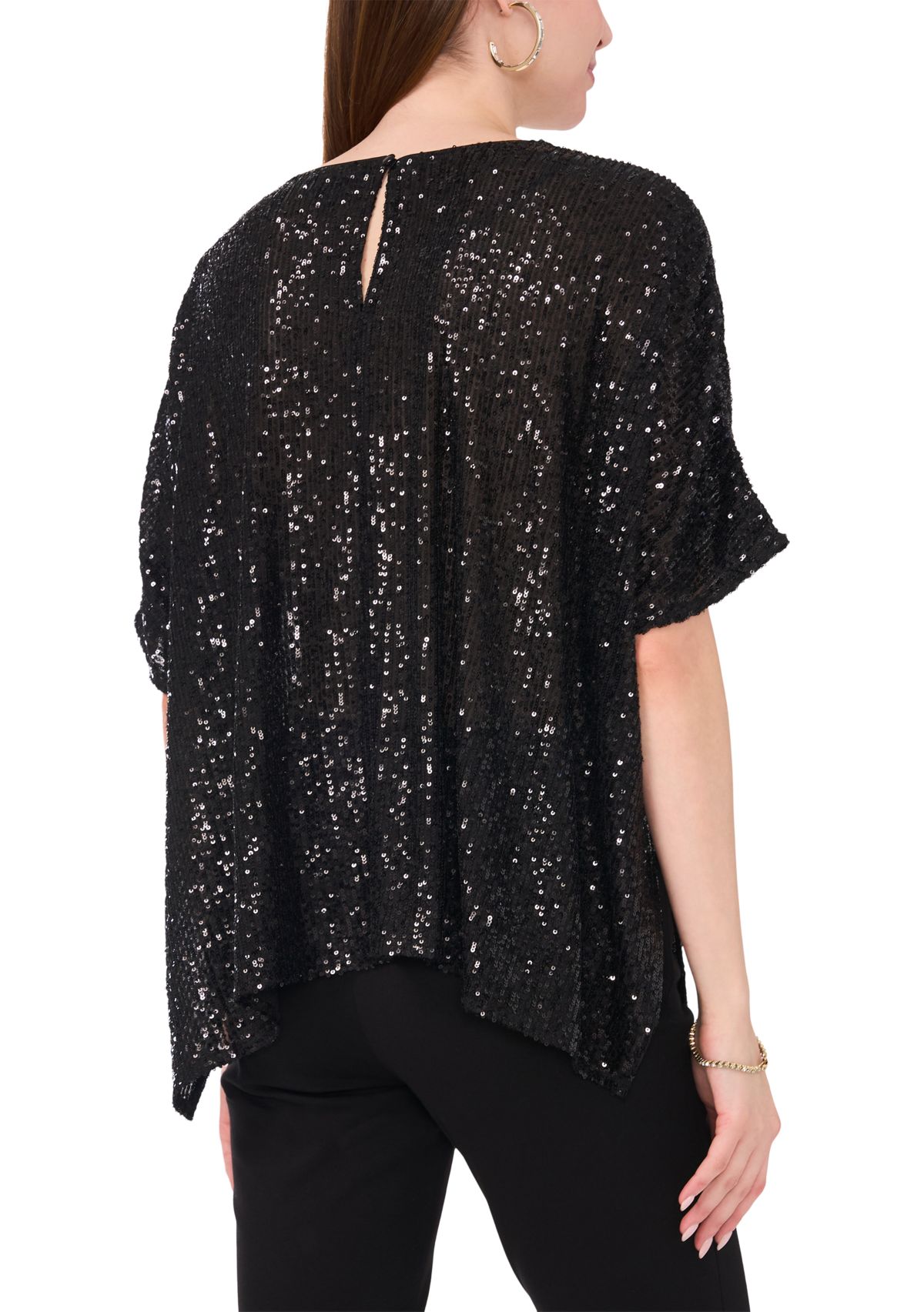 Womens Short Sleeve Sequin Top