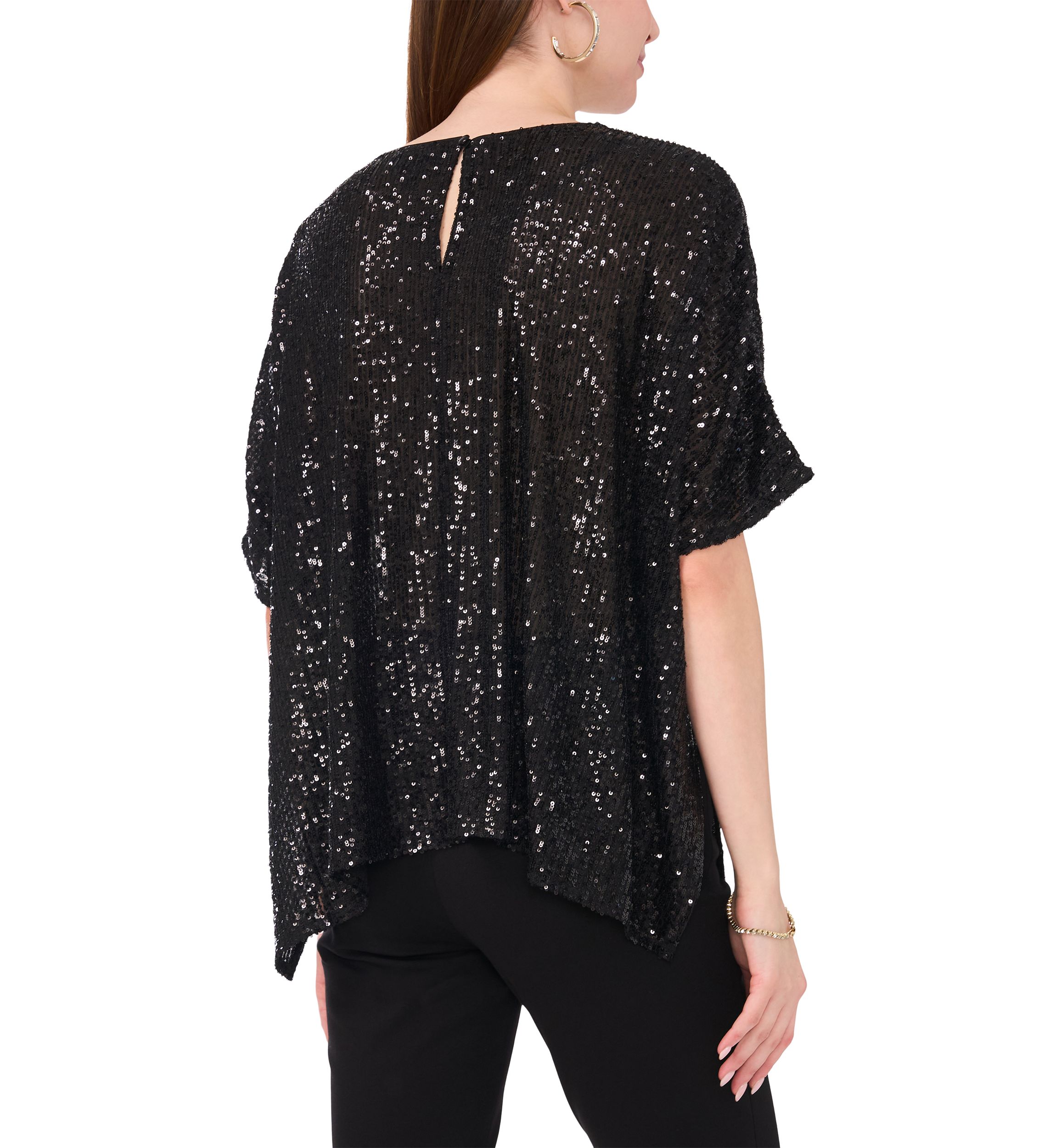 Womens Short Sleeve Sequin Top
