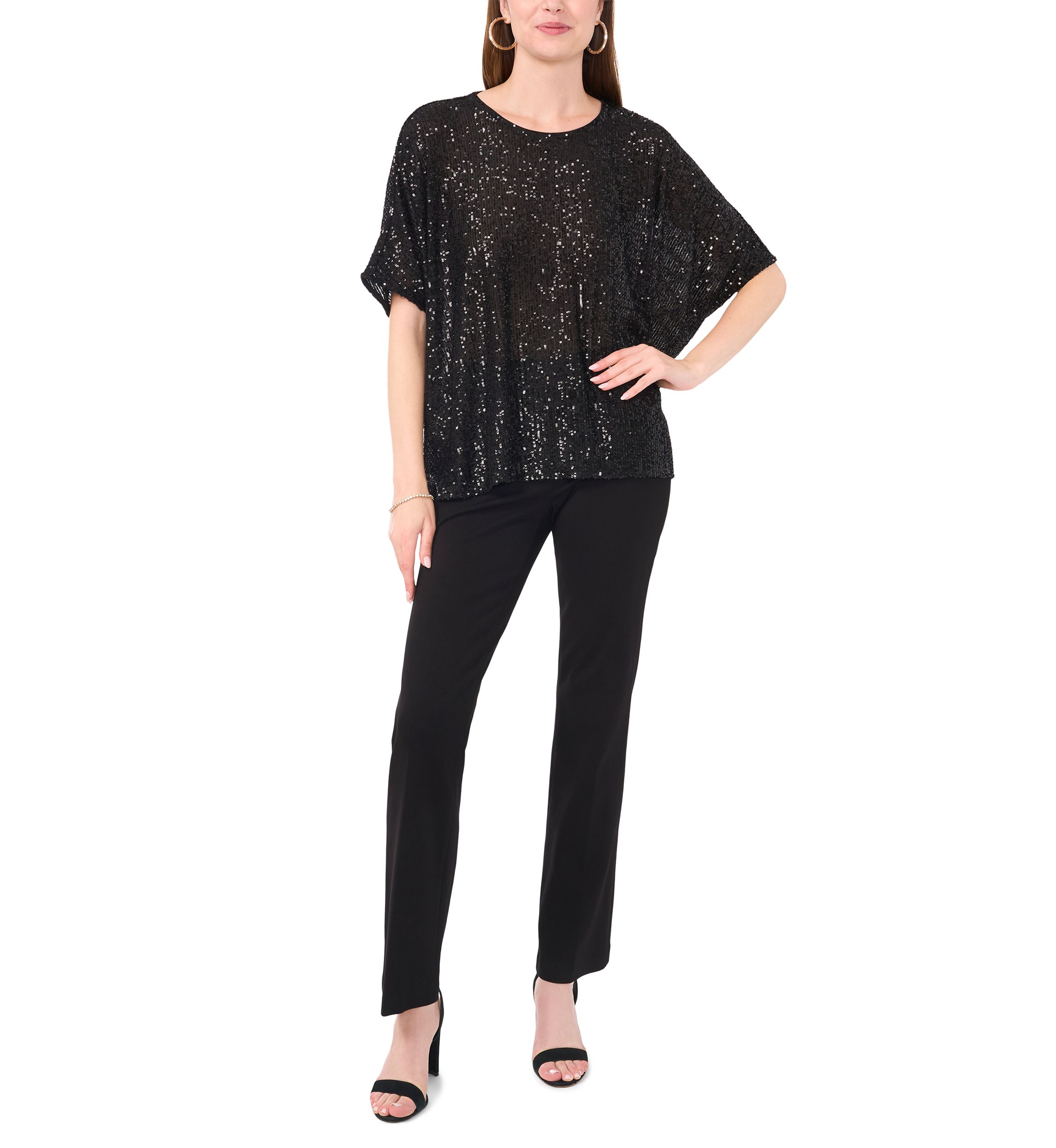 Womens Short Sleeve Sequin Top
