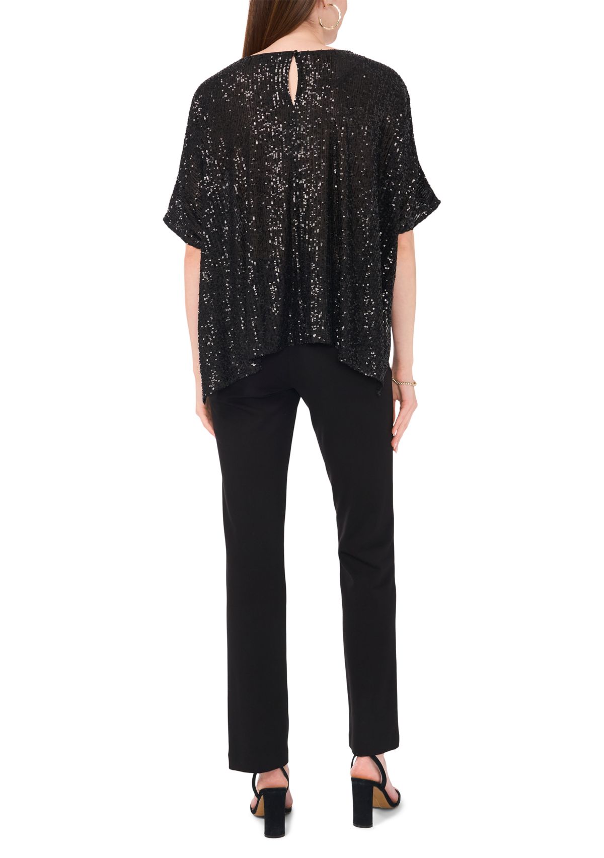 Womens Short Sleeve Sequin Top