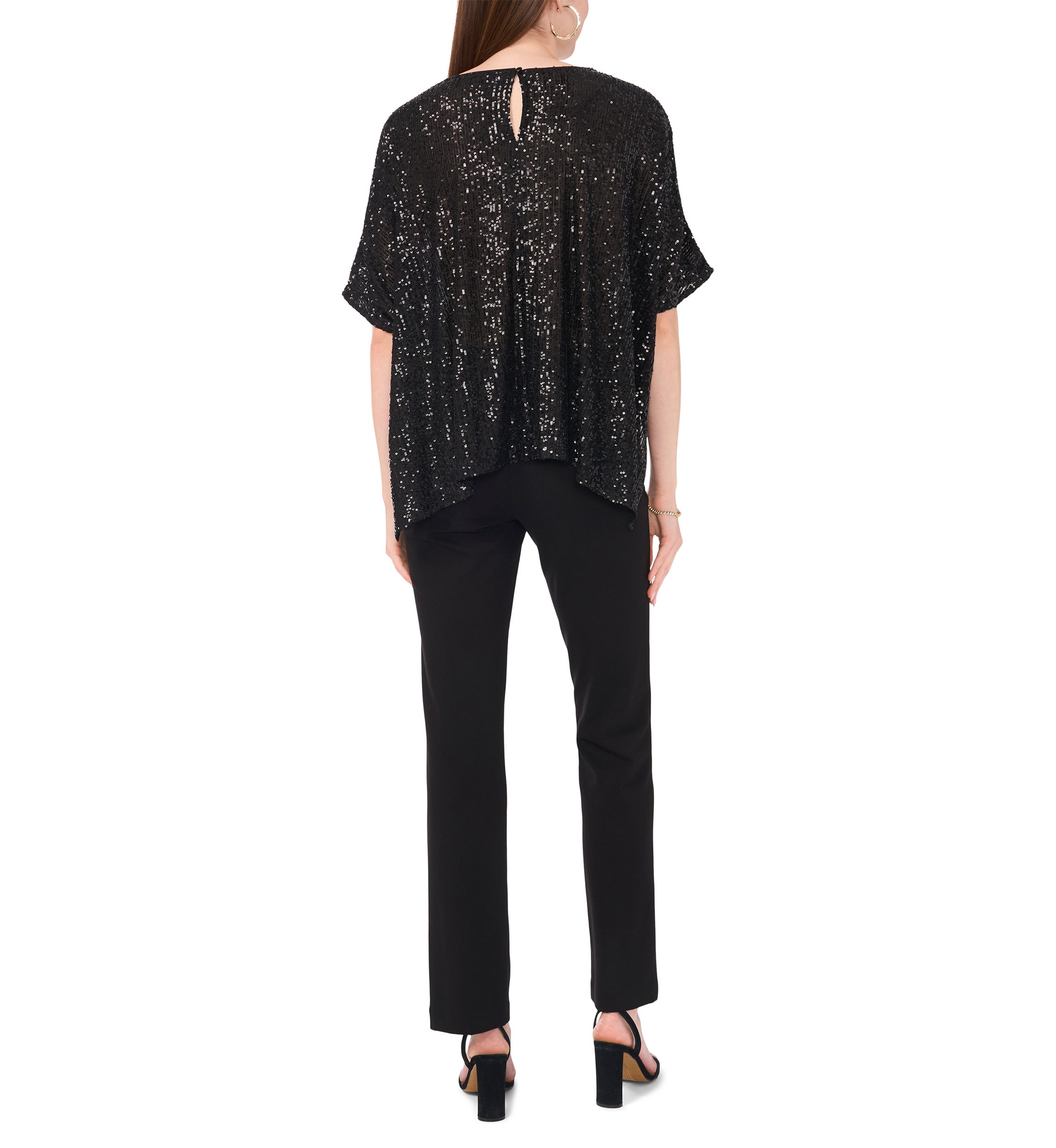Womens Short Sleeve Sequin Top