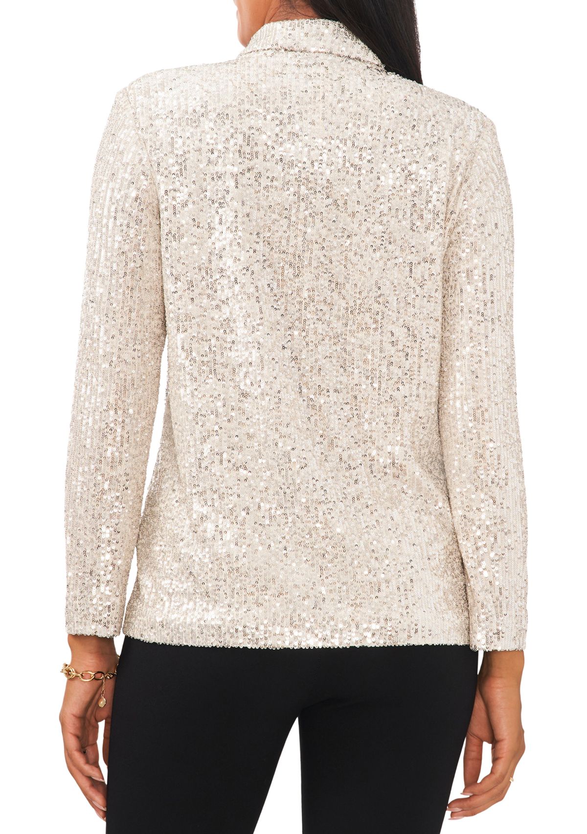 Womens Notch Collar Sequin Blazer 
