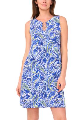 MSK Women's Sleeveless Crew Neck Paisley Print Dress | Belk