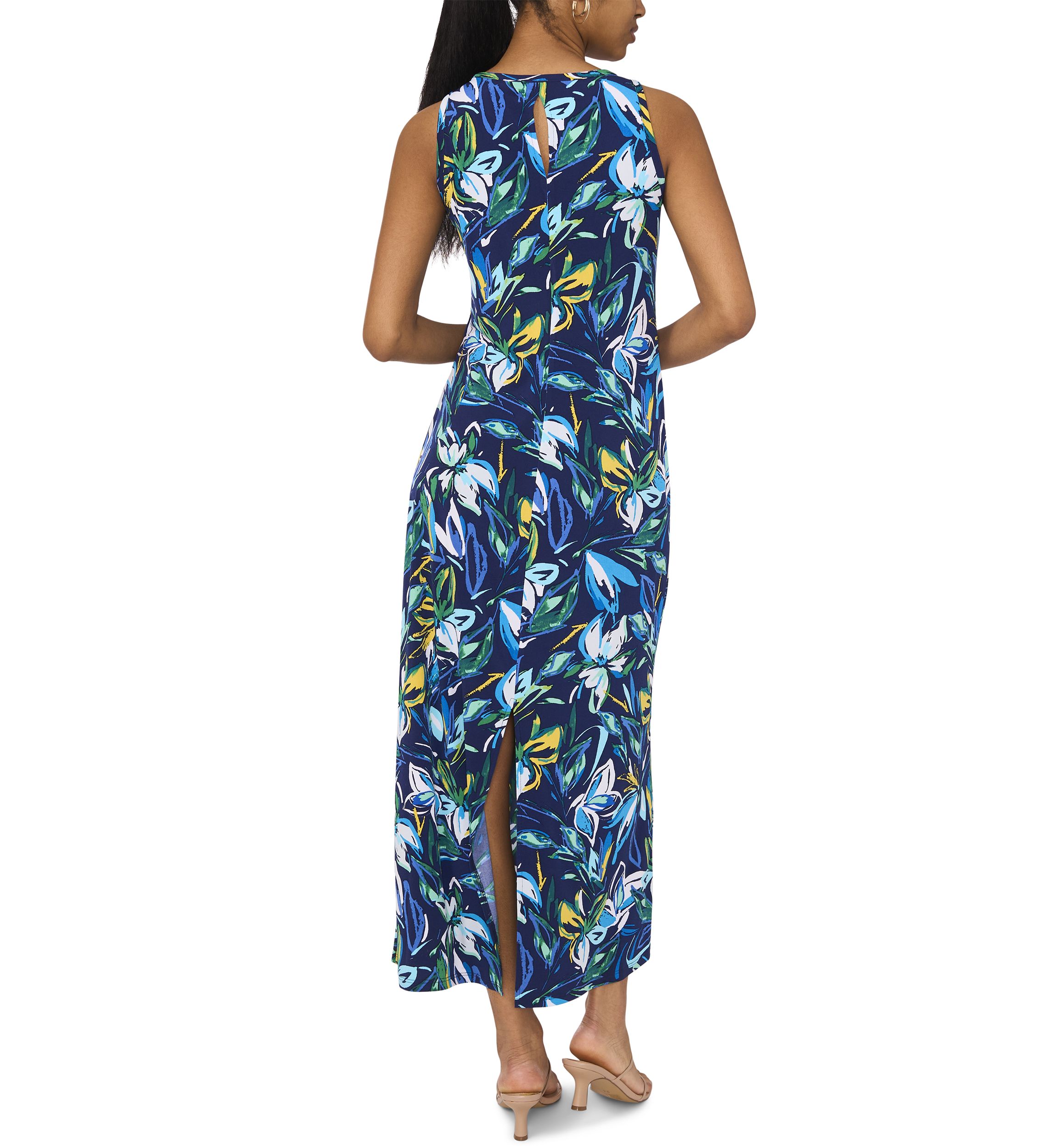 Womens Sleeveless Floral Print Maxi Dress