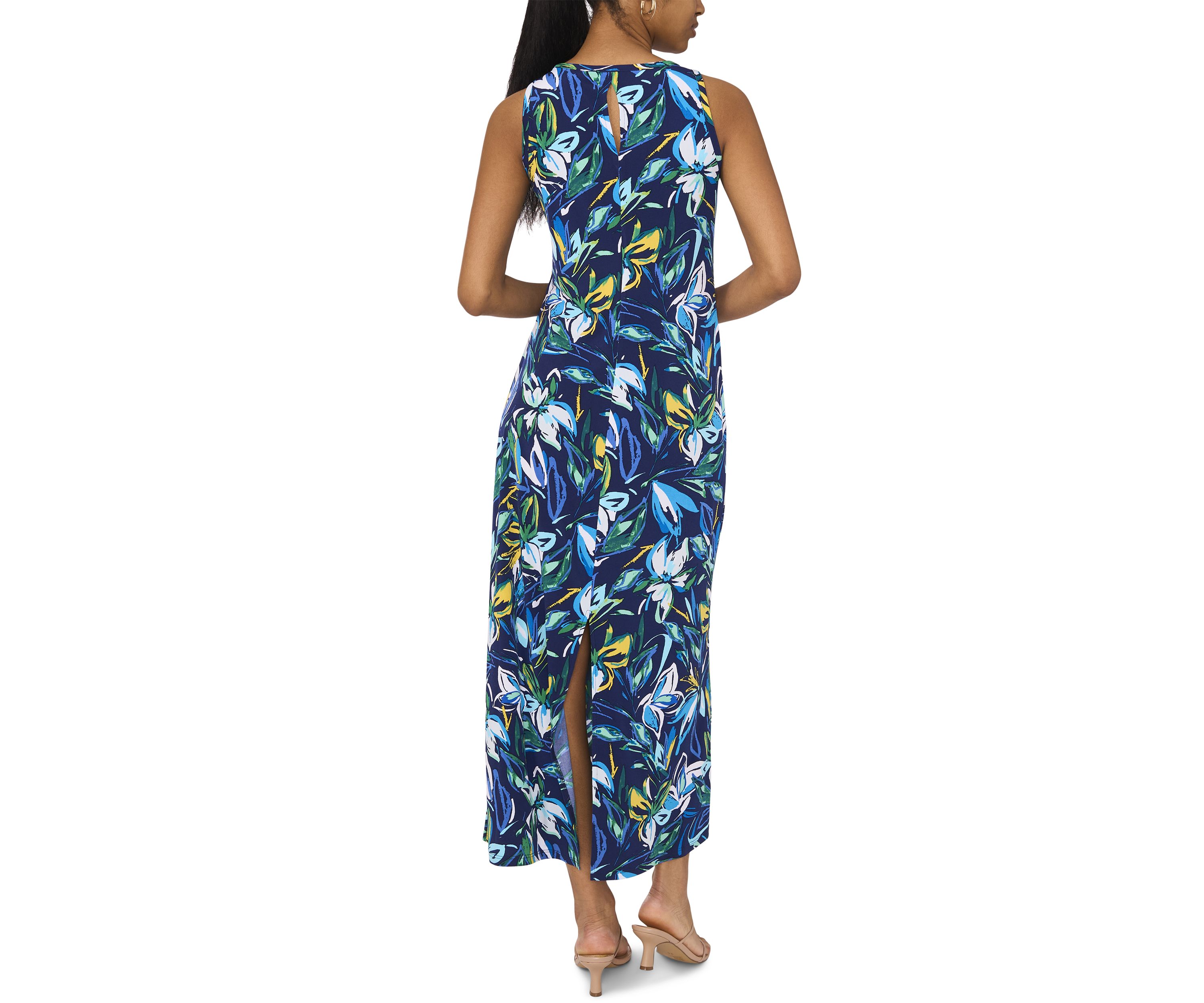 Womens Sleeveless Floral Print Maxi Dress