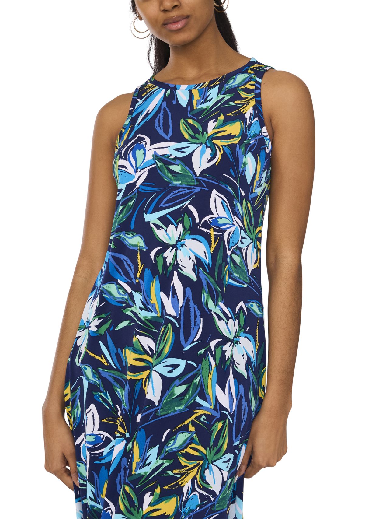 Womens Sleeveless Floral Print Maxi Dress